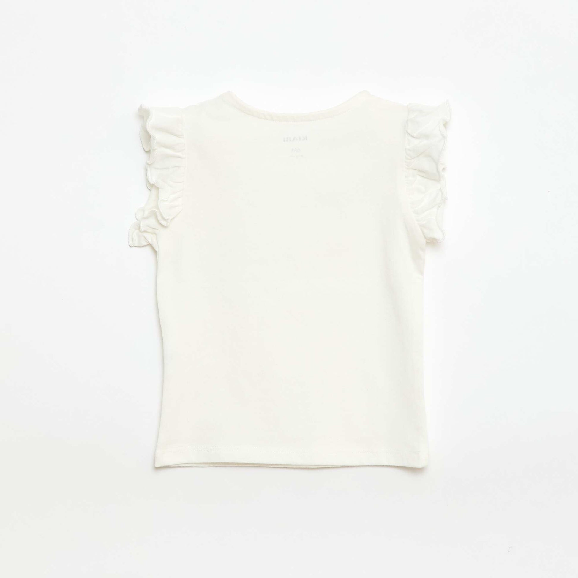 Ruffled short-sleeved jersey T-shirt WHITE