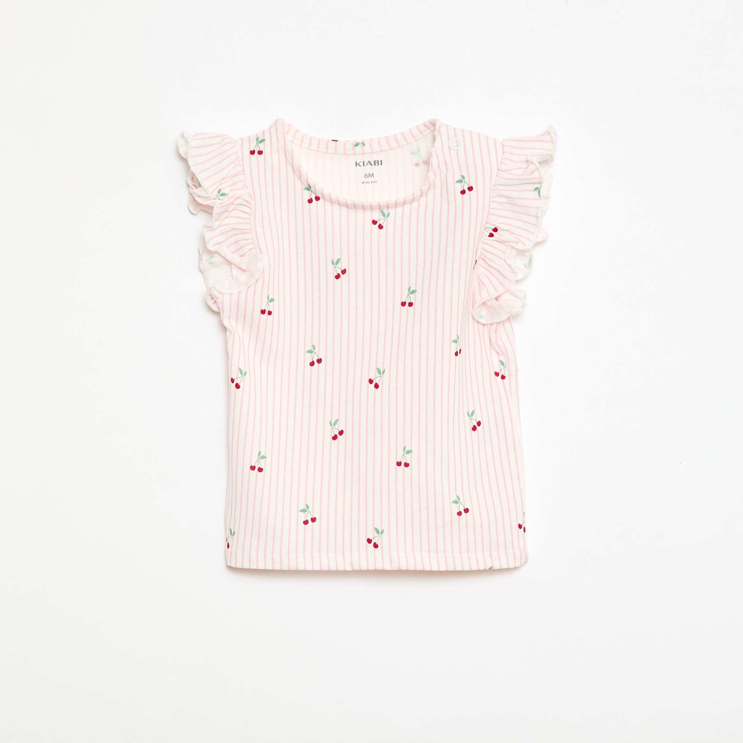 Jersey T-shirt with ruffled short sleeves PINK