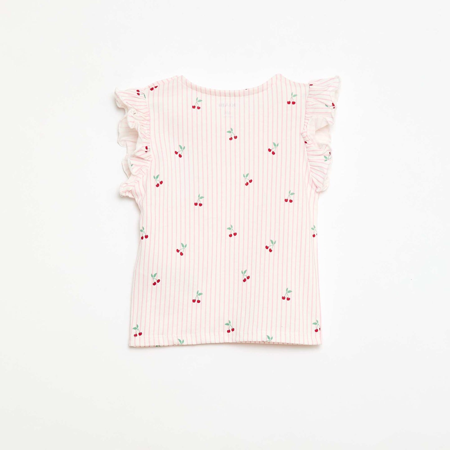 Jersey T-shirt with ruffled short sleeves PINK