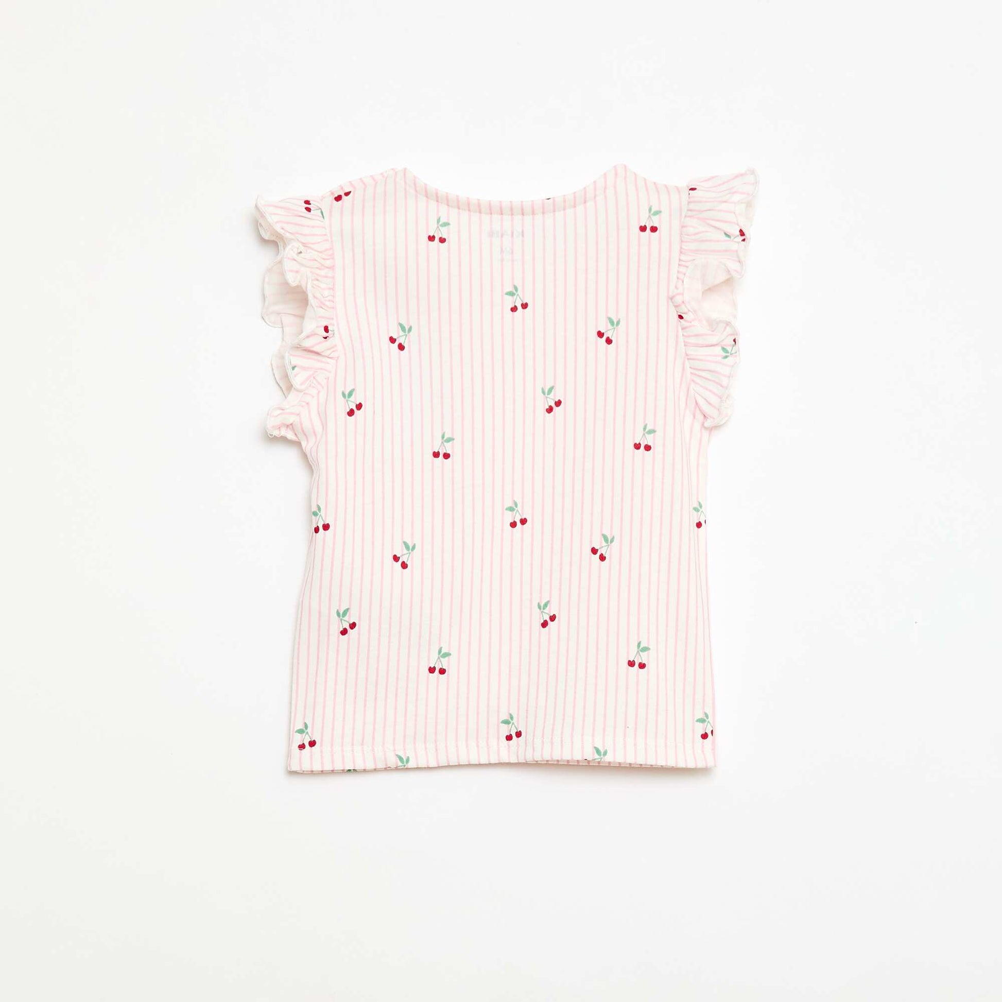 Jersey T-shirt with ruffled short sleeves PINK