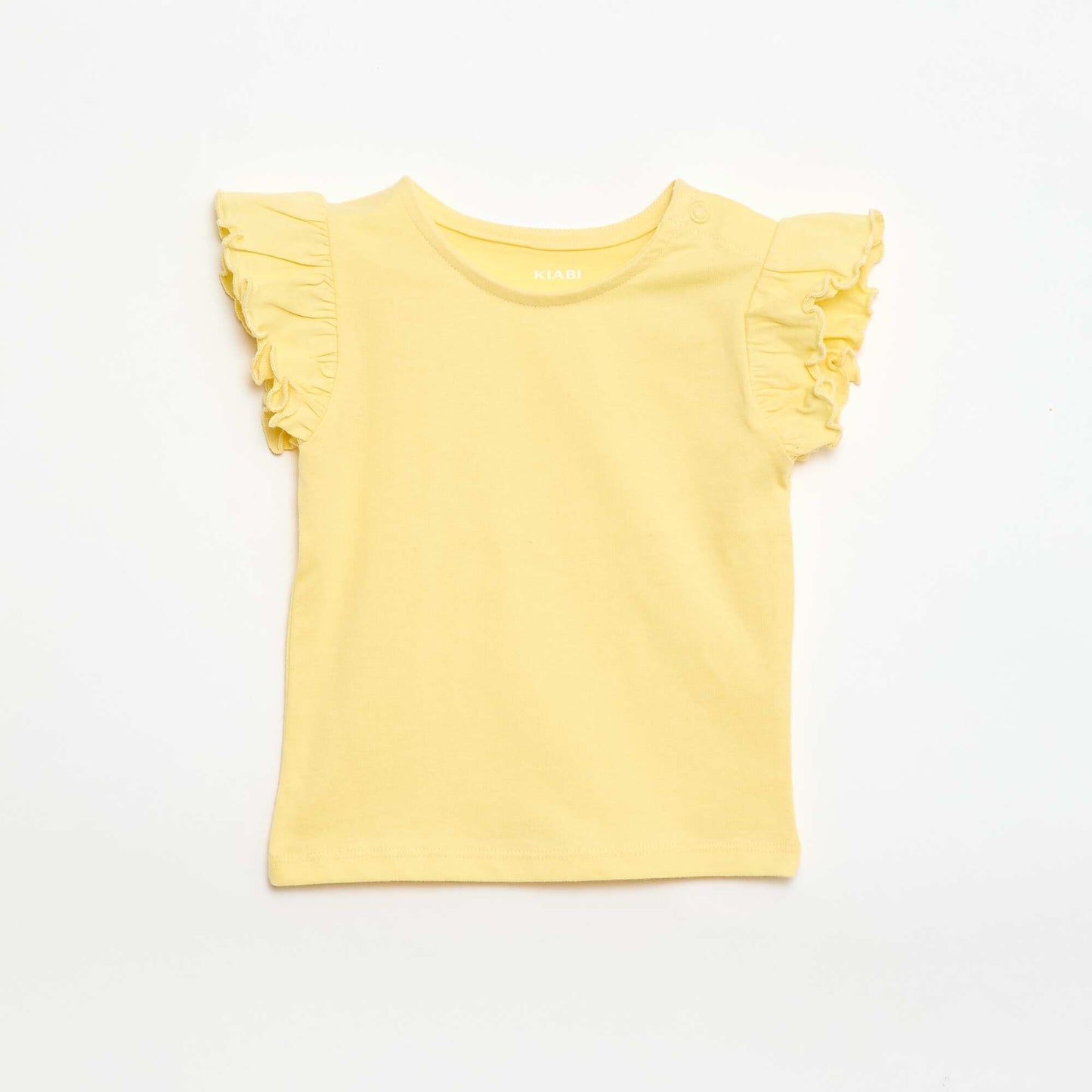 Ruffled short-sleeved jersey T-shirt YELLOW