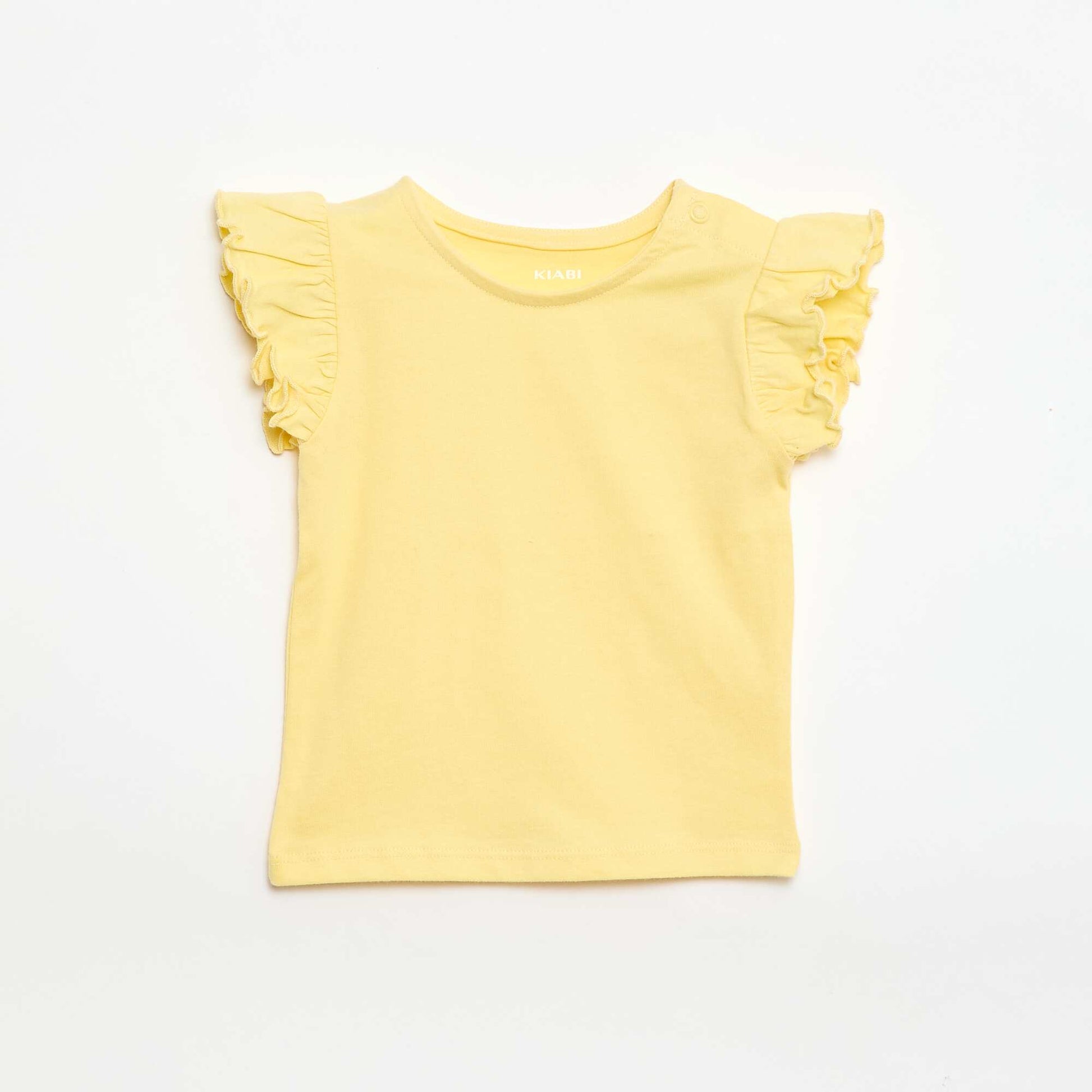 Ruffled short-sleeved jersey T-shirt YELLOW