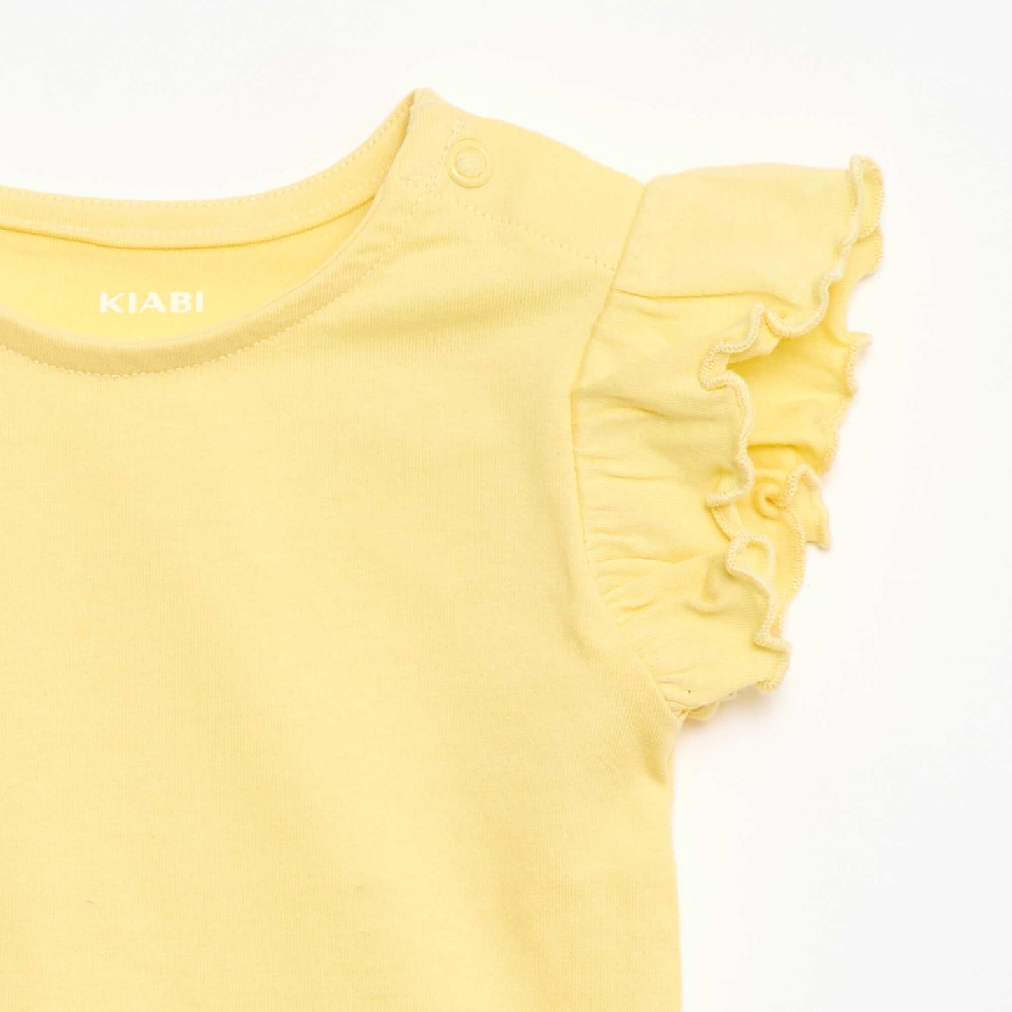 Ruffled short-sleeved jersey T-shirt YELLOW