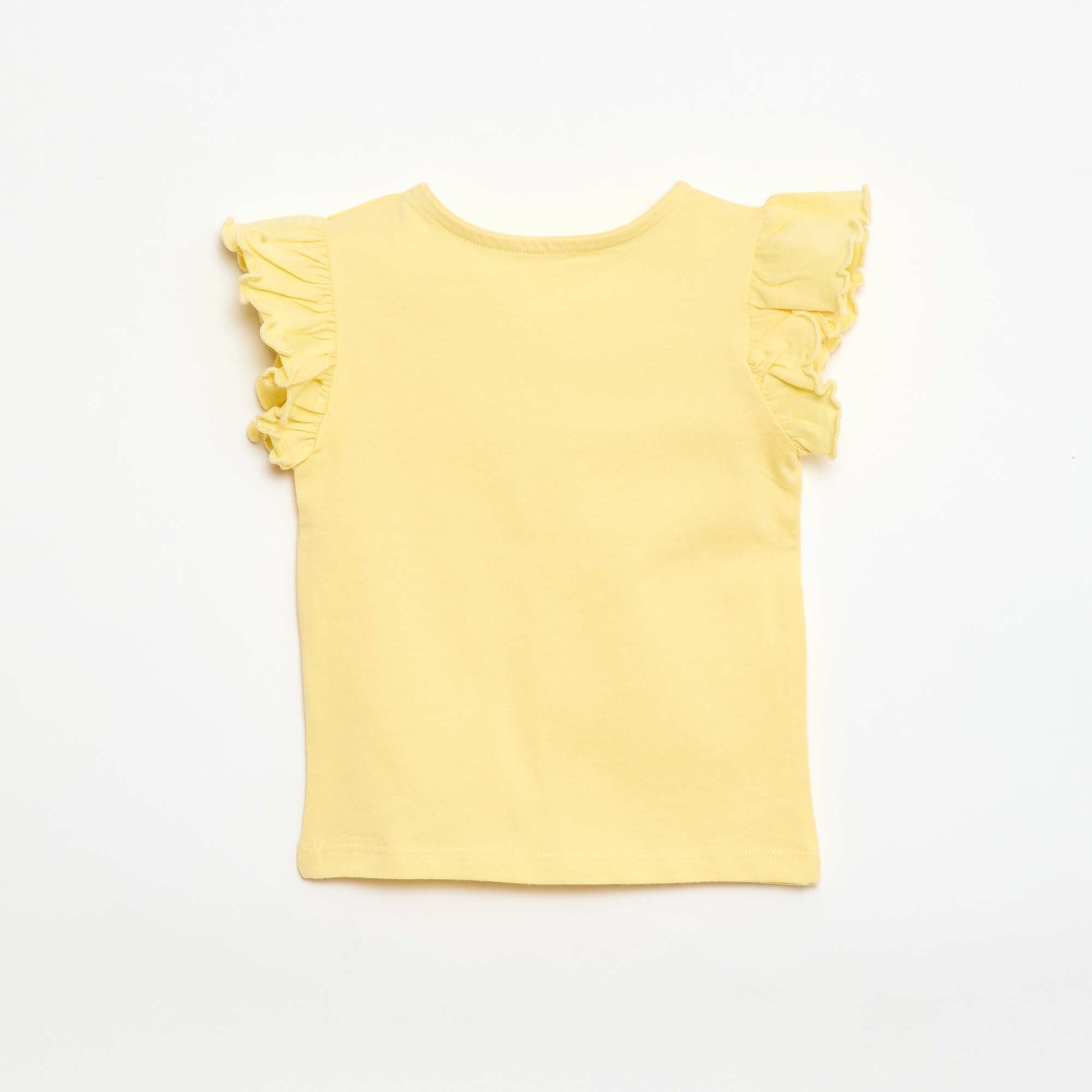 Ruffled short-sleeved jersey T-shirt YELLOW