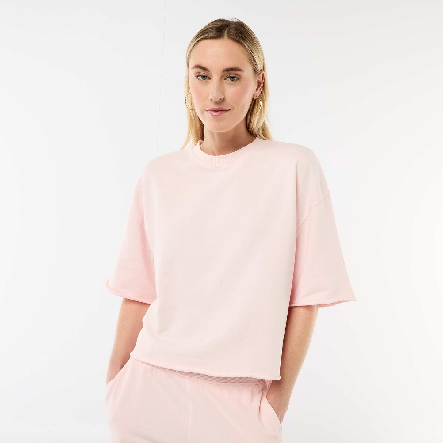 3/4 Sleeve French Terry T-shirt PINK