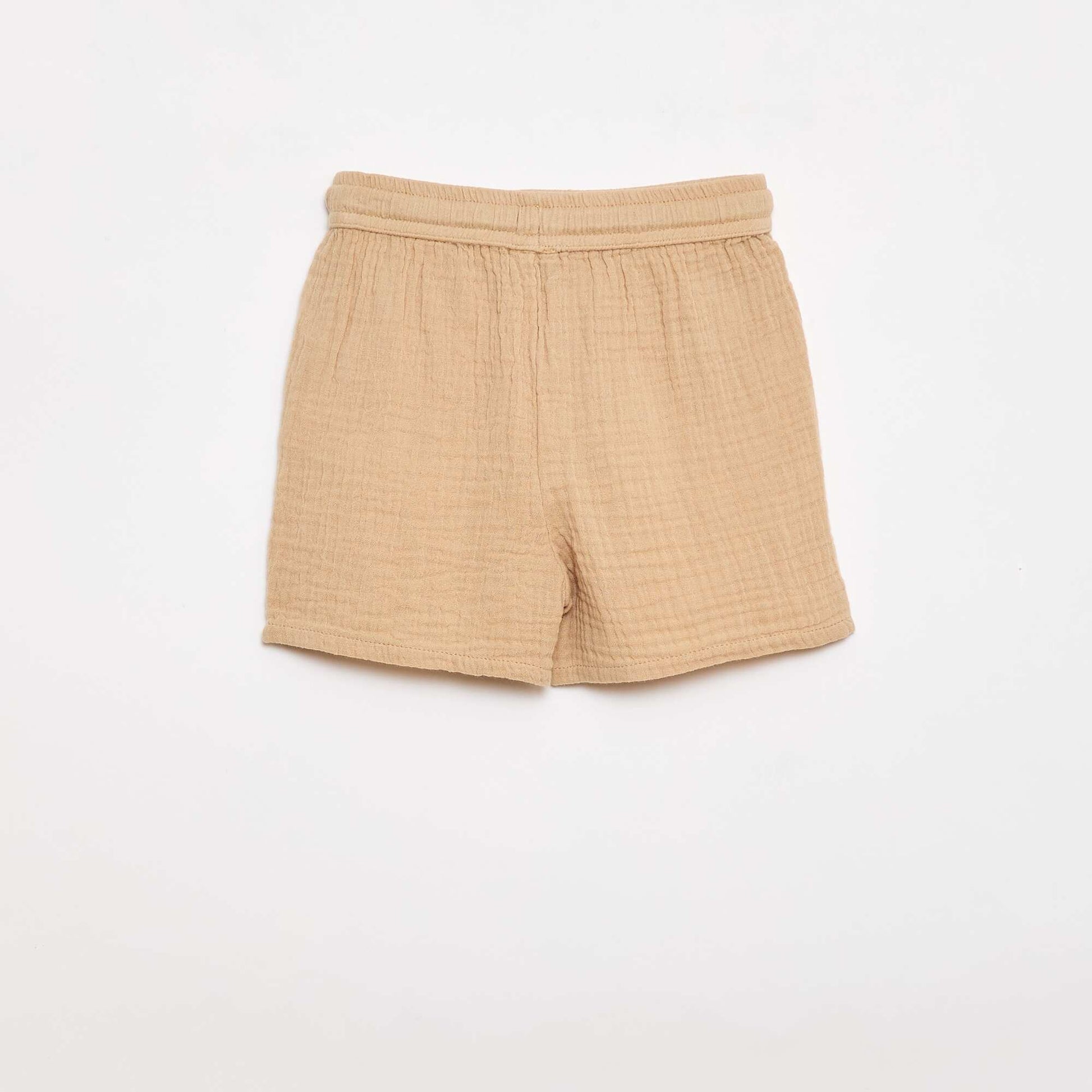 Two-piece shirt and shorts set BEIGE