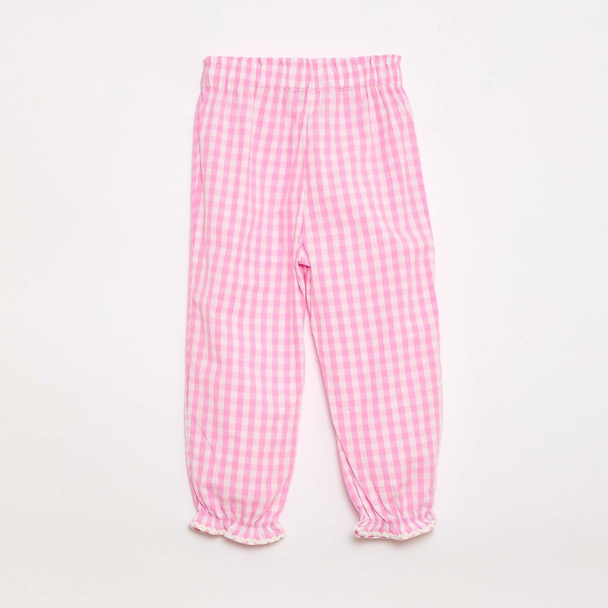 بنطال من قماش البوبلين القطني المخطط باللون الوردي PINK