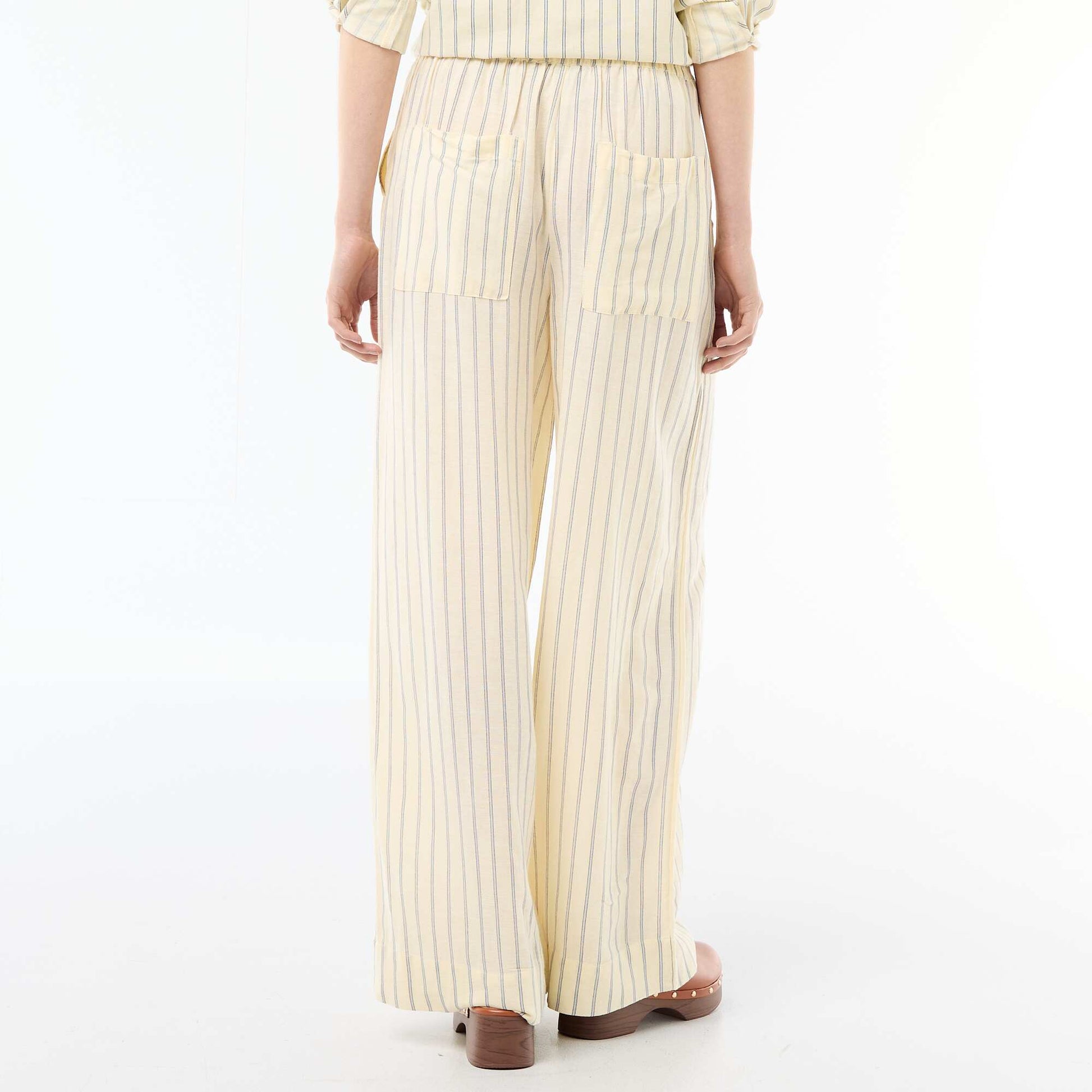 Linen Blend Palazzo Trousers YELLOW