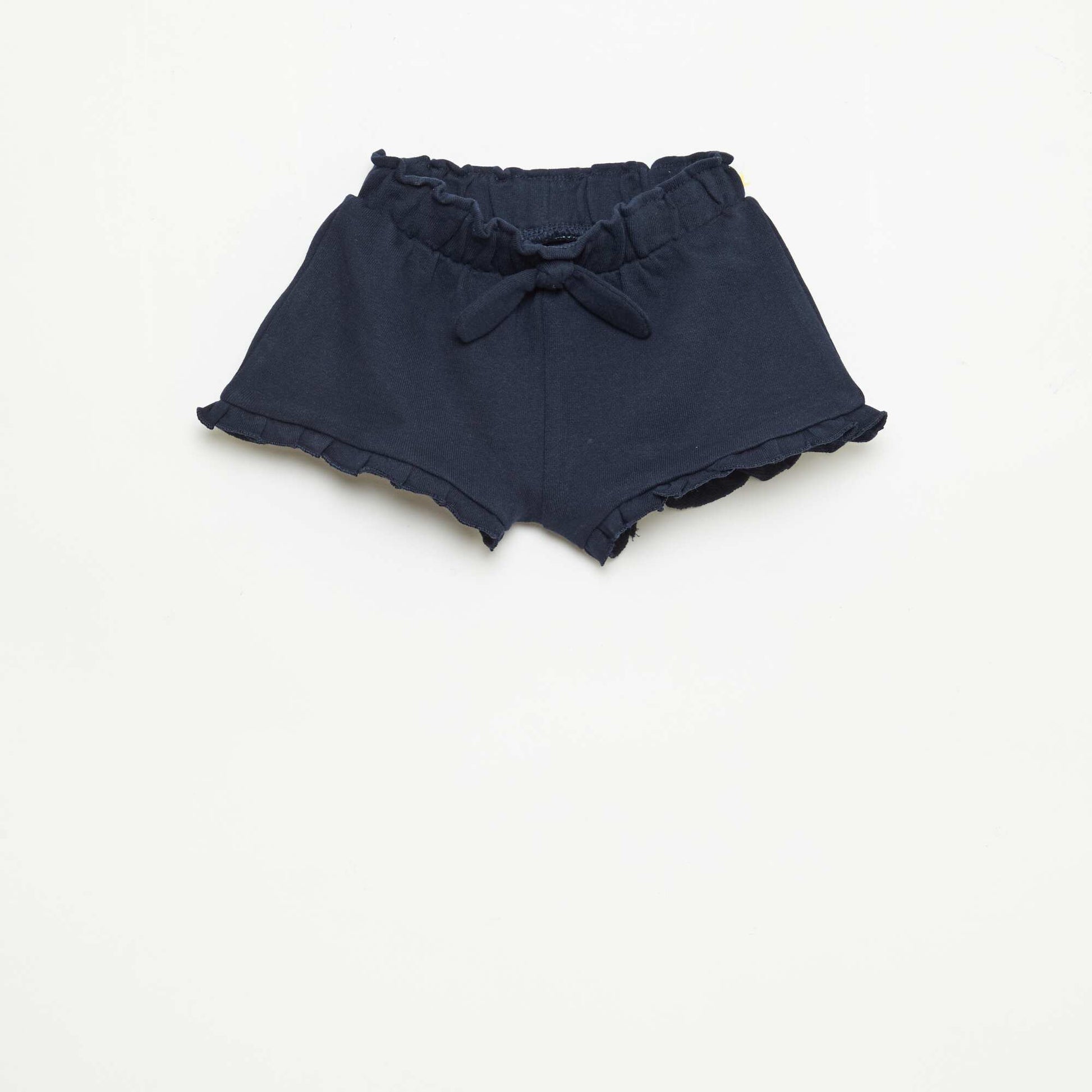 Ruffled shorts with waist tie BLUE
