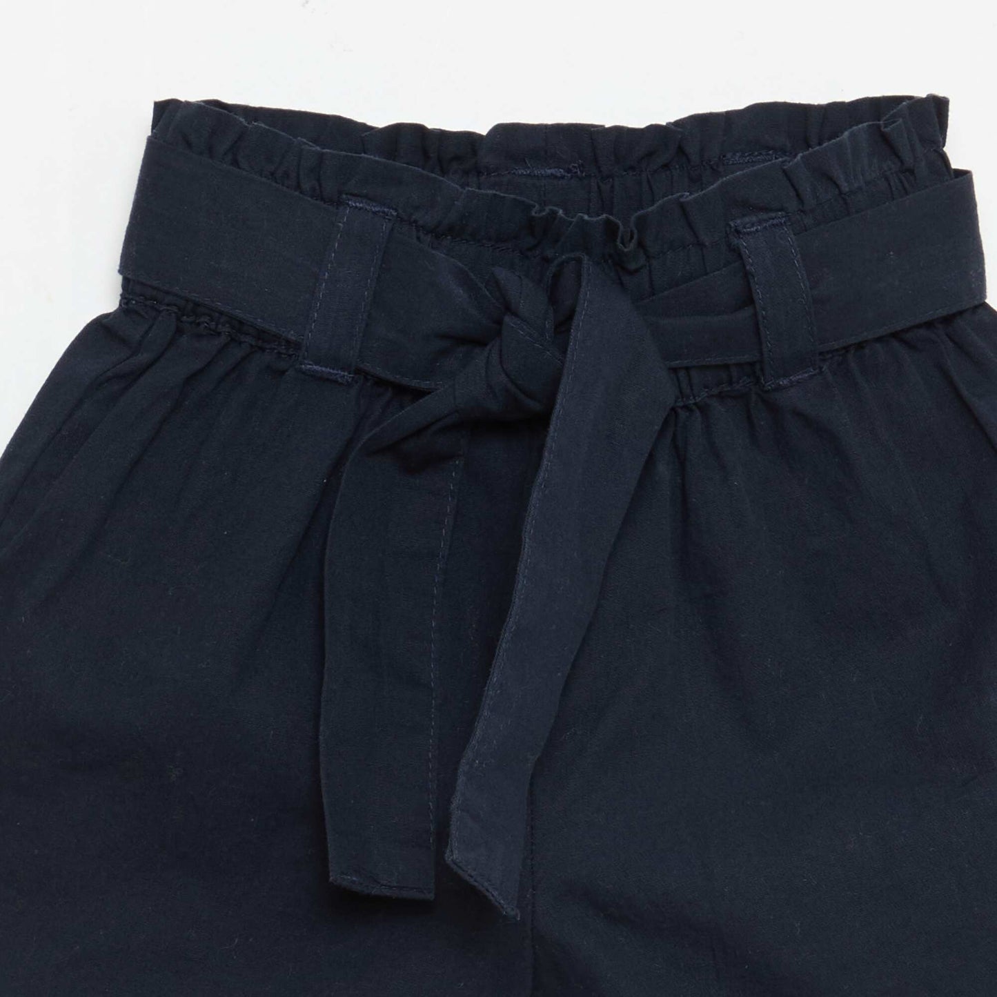 شورت من البوبلين بخصر مربوط بالرباط - أزرق