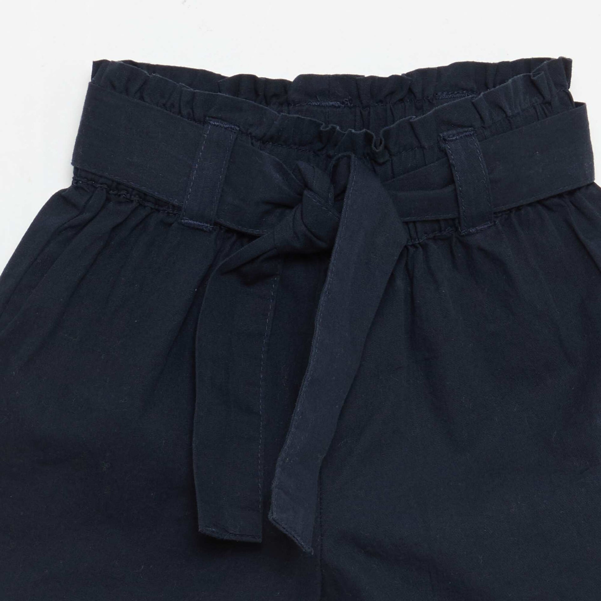 شورت من البوبلين بخصر مربوط بالرباط - أزرق