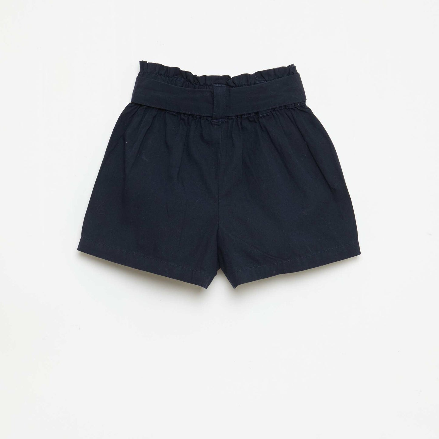 شورت من البوبلين بخصر مربوط بالرباط - أزرق