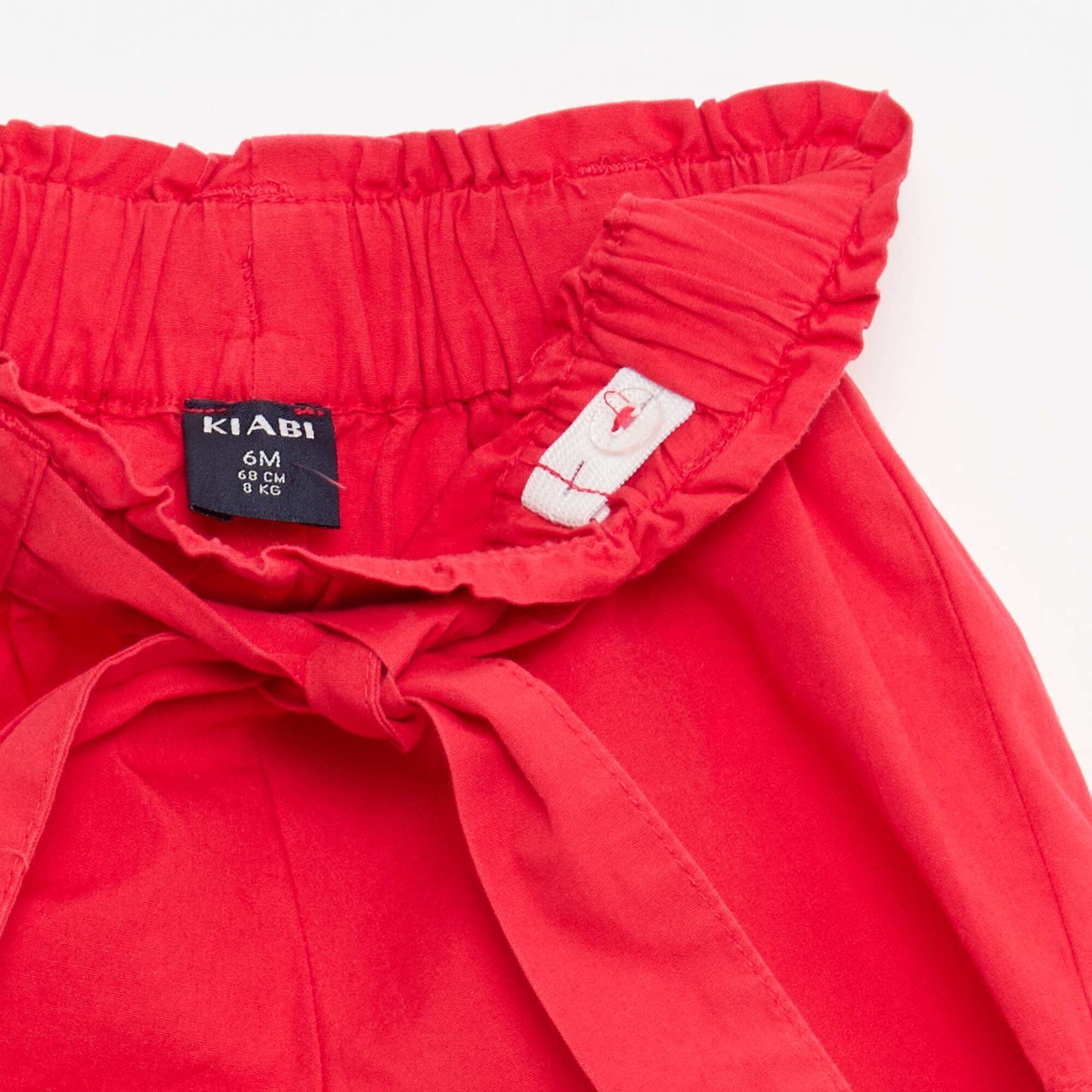 شورت من البوبلين بخصر مربوط بالرباط - أحمر