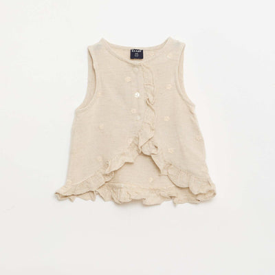 Embroidered Sleeveless Blouse BEIGE