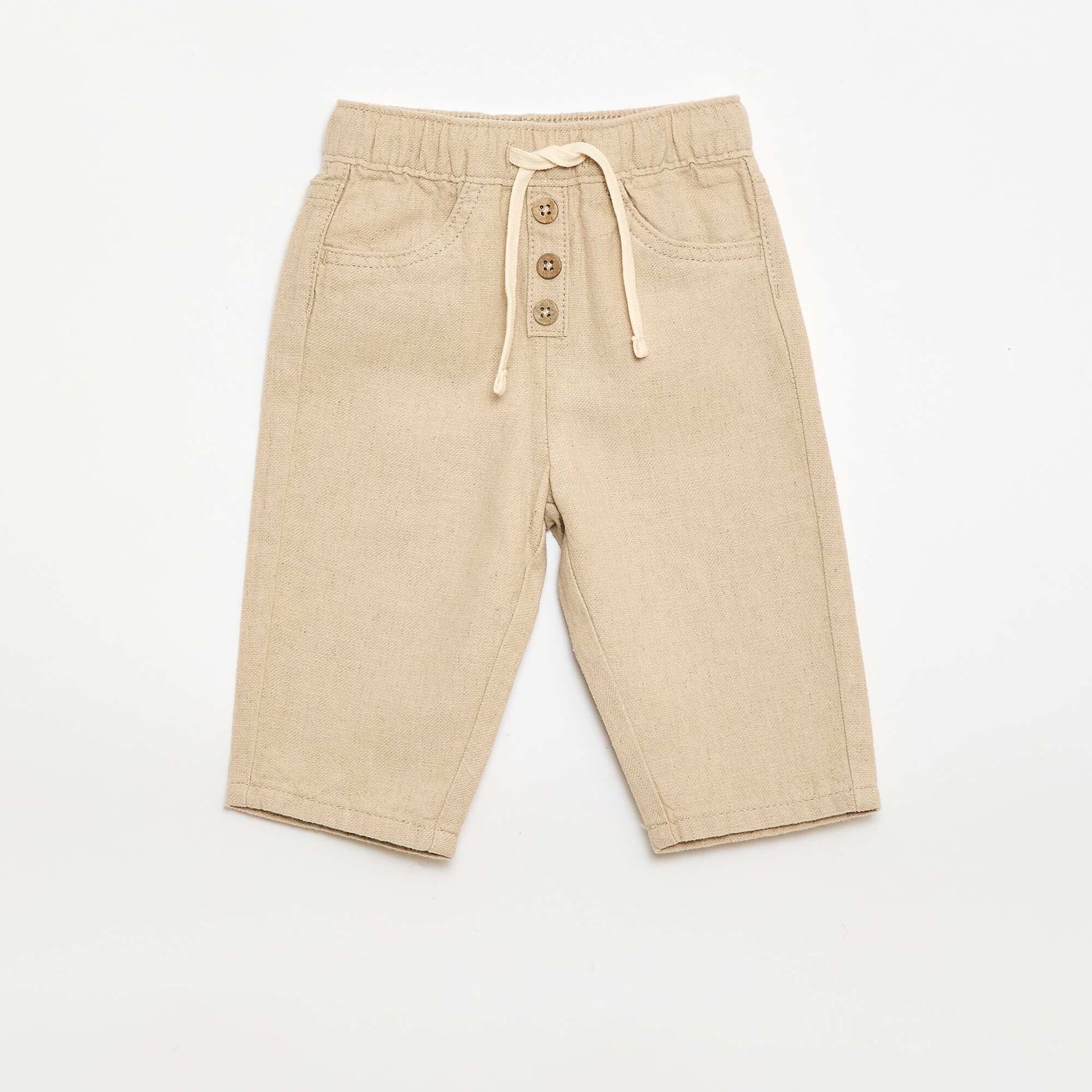 White Trousers with Thin Stripes BEIGE