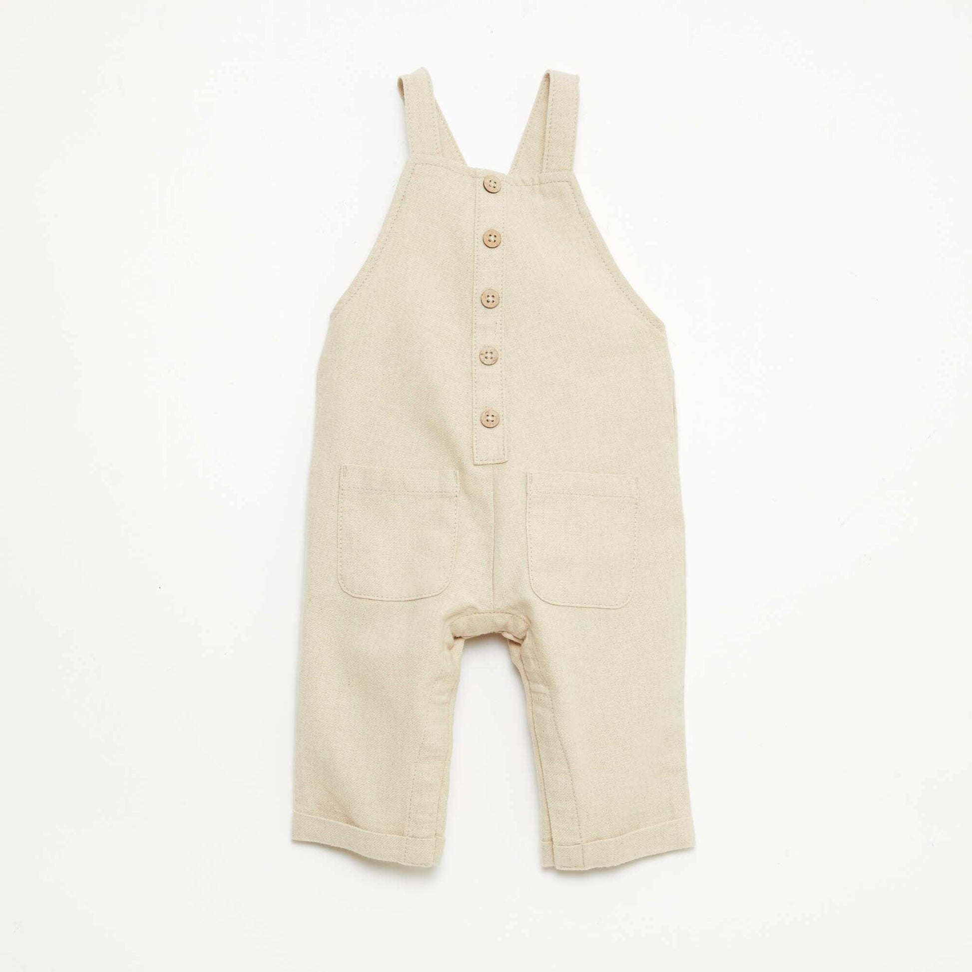Long blended linen overalls BEIGE