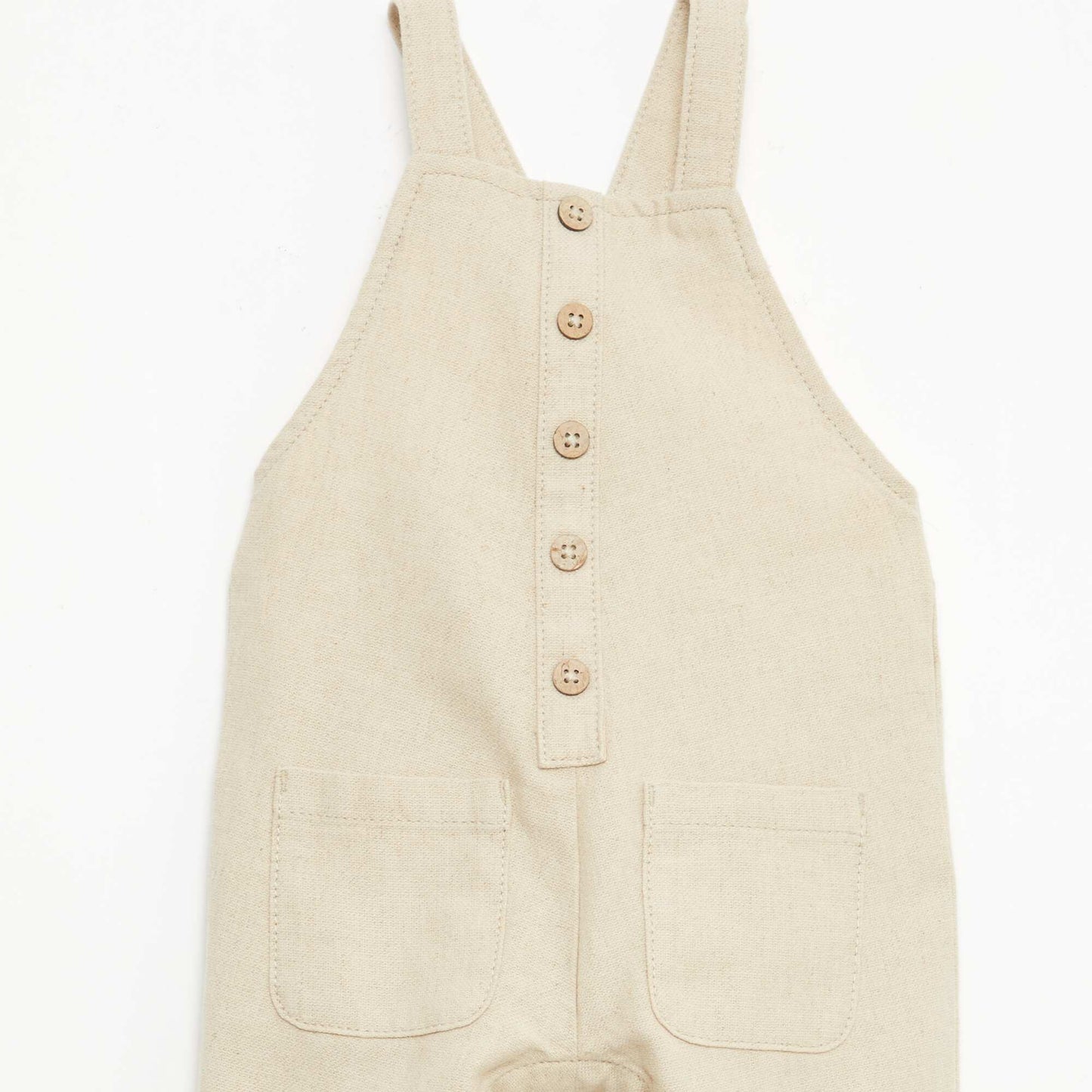 Long blended linen overalls BEIGE