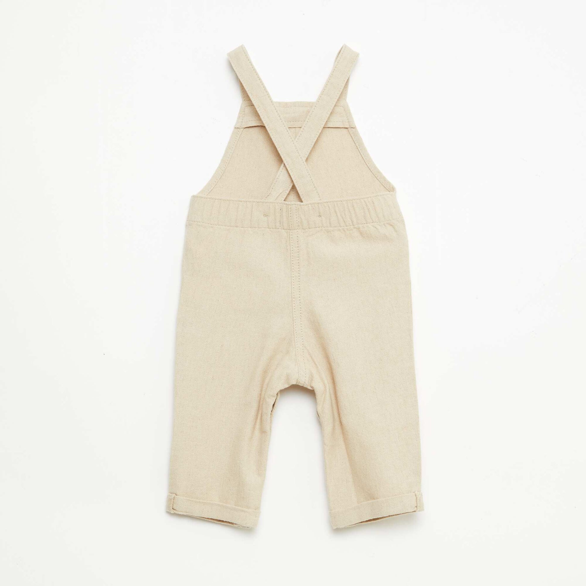 Long blended linen overalls BEIGE