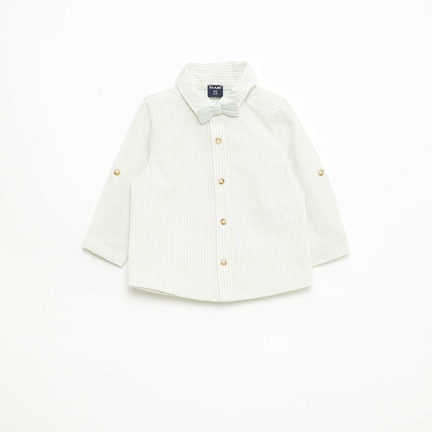 Cotton Shirt with Detachable Bow Tie WHITE
