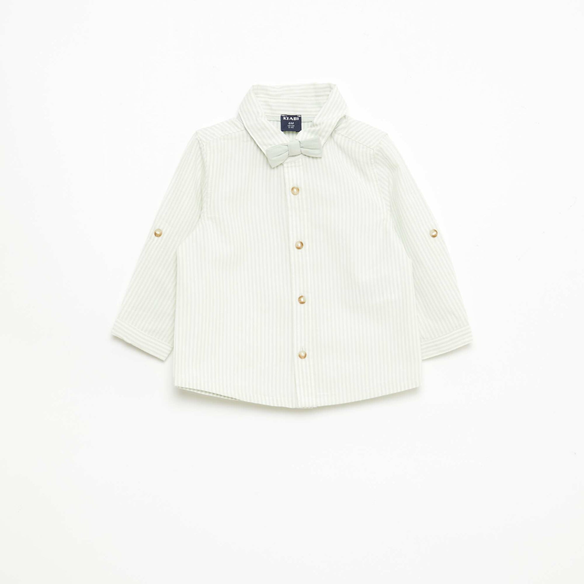 Cotton Shirt with Detachable Bow Tie WHITE