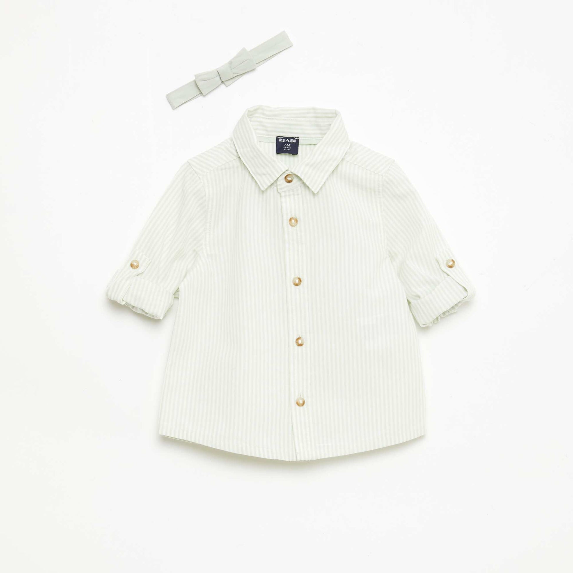 Cotton Shirt with Detachable Bow Tie WHITE