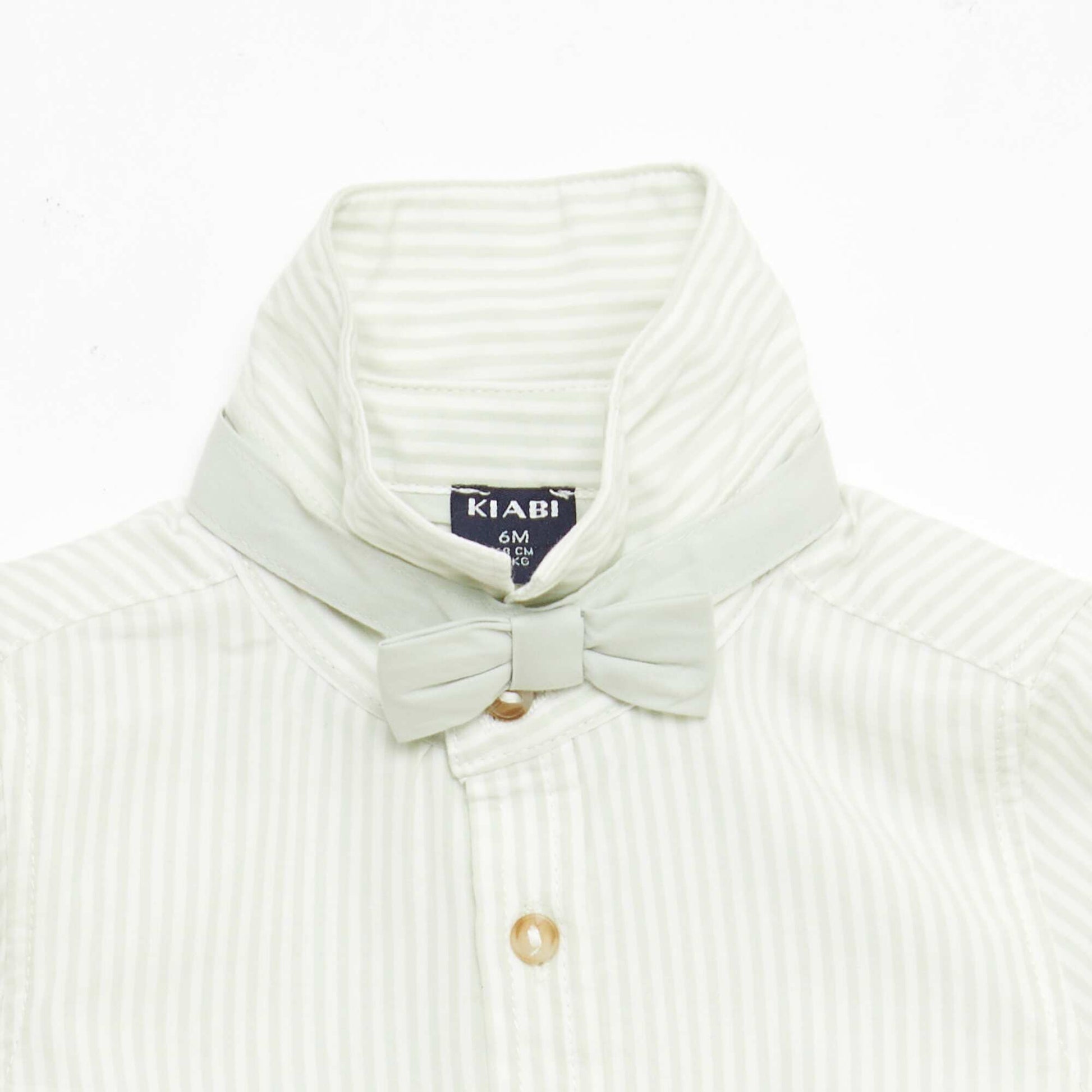 Cotton Shirt with Detachable Bow Tie WHITE