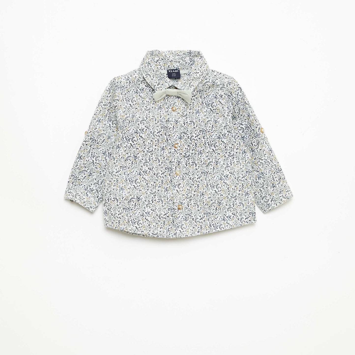 Cotton Shirt with Detachable Bow Tie WHITE