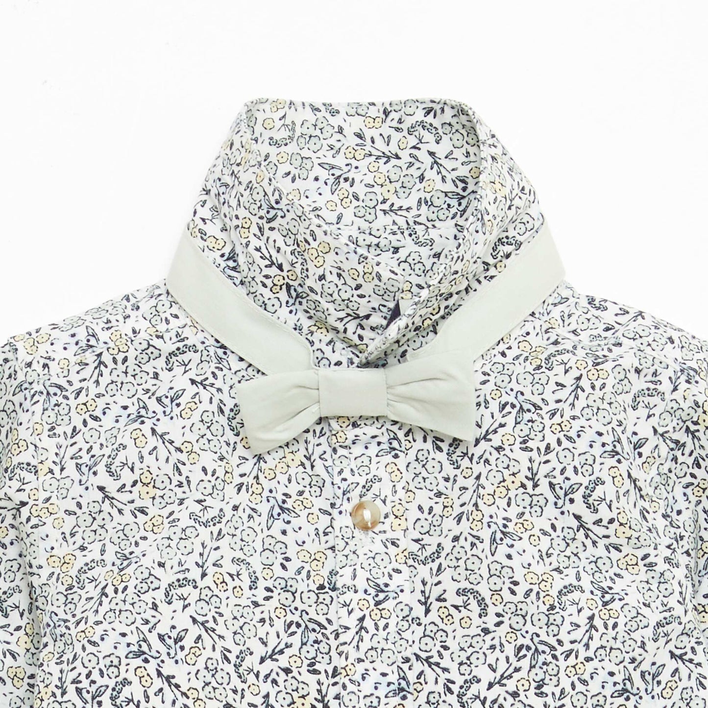 Cotton Shirt with Detachable Bow Tie WHITE