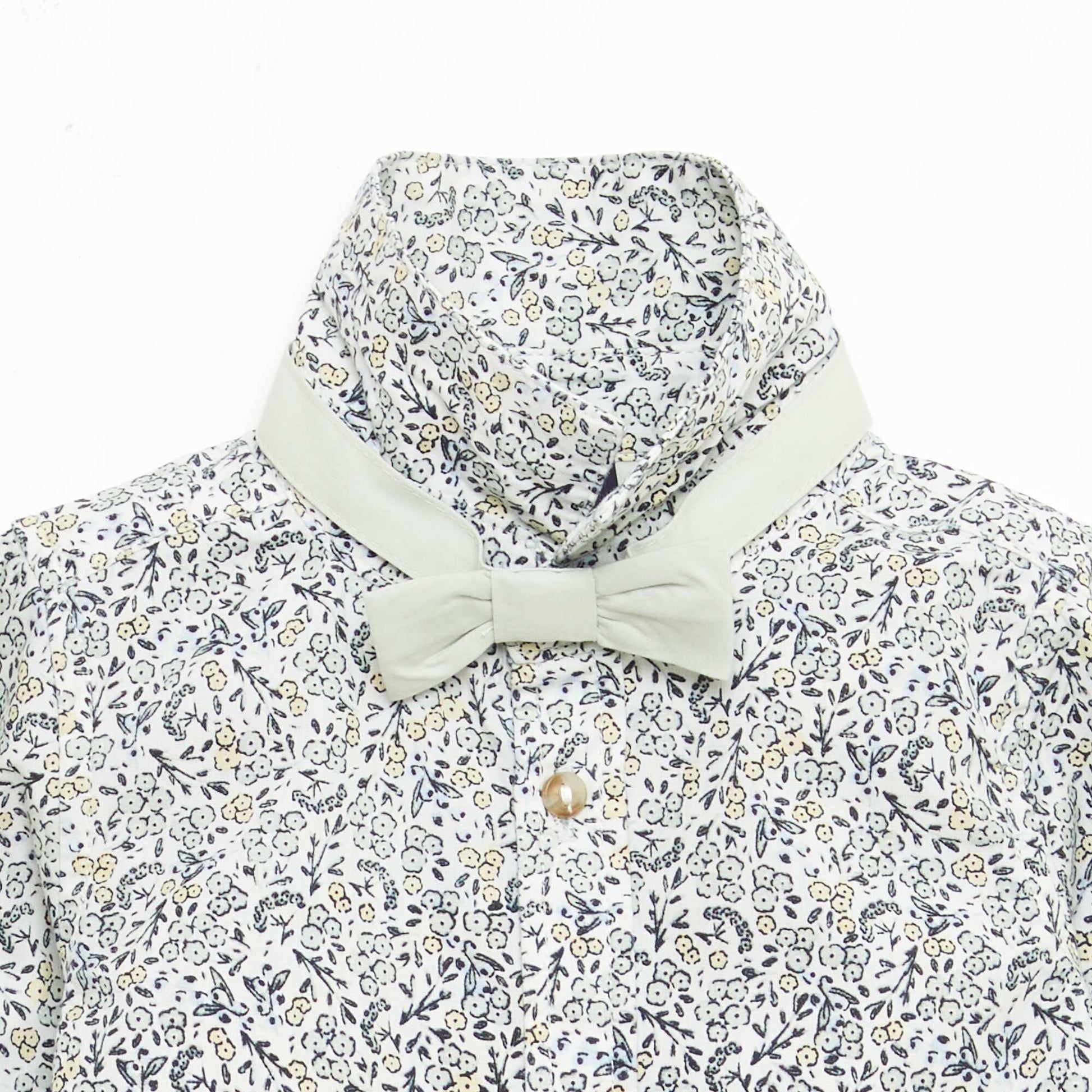 Cotton Shirt with Detachable Bow Tie WHITE