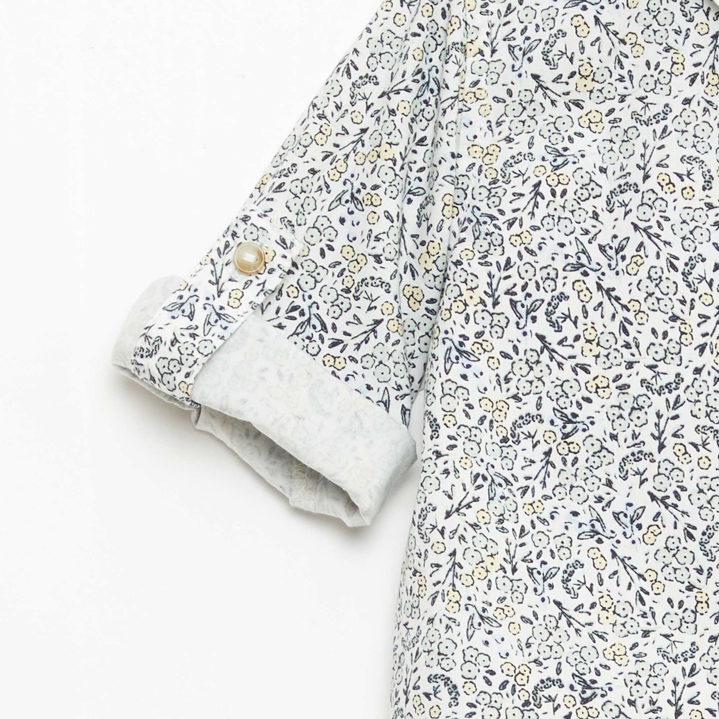 Cotton Shirt with Detachable Bow Tie WHITE