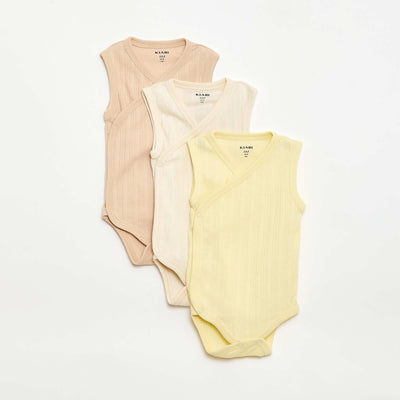3-pack of ribbed bodysuits WHITE