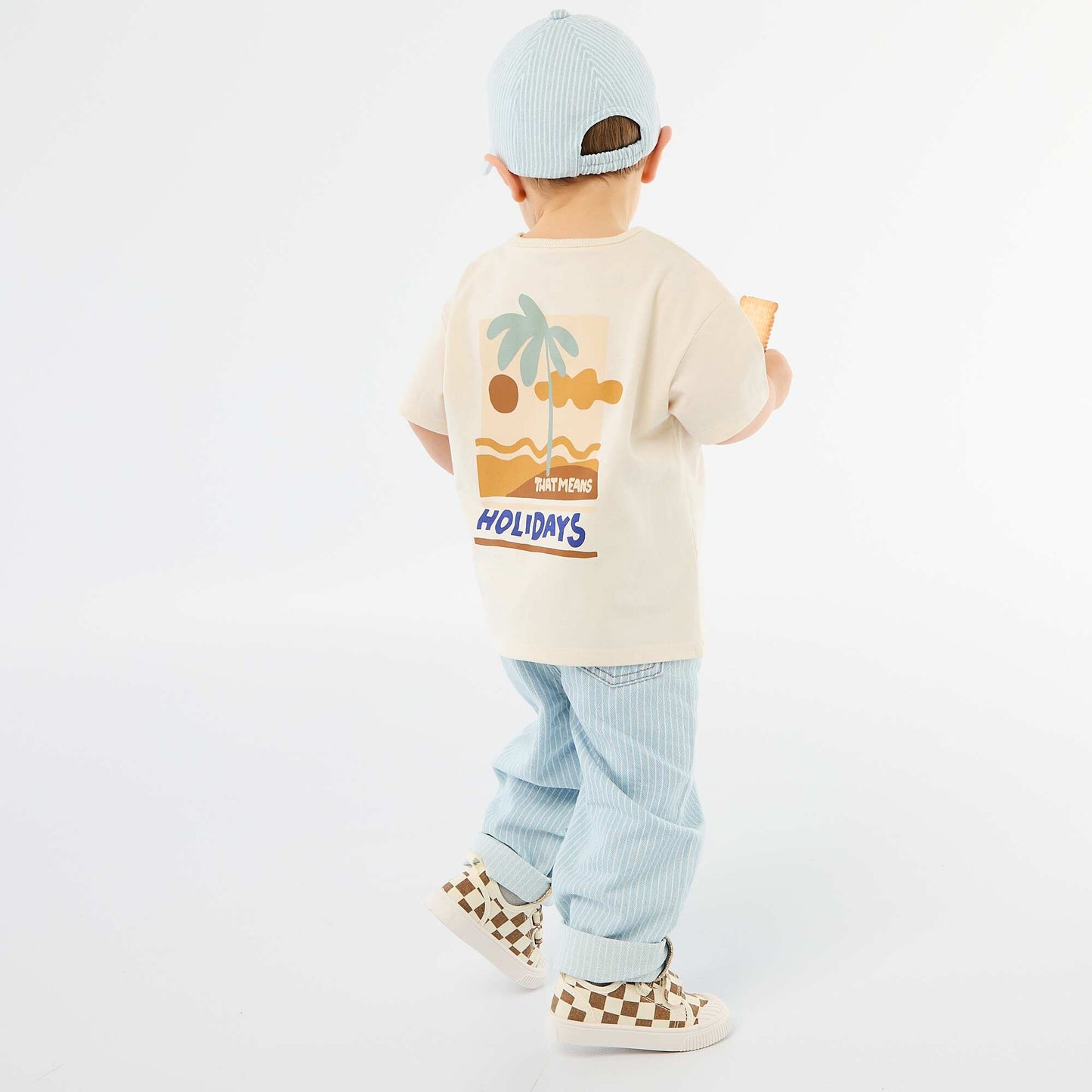 Tropical Print Short-Sleeve Cotton T-shirt WHITE