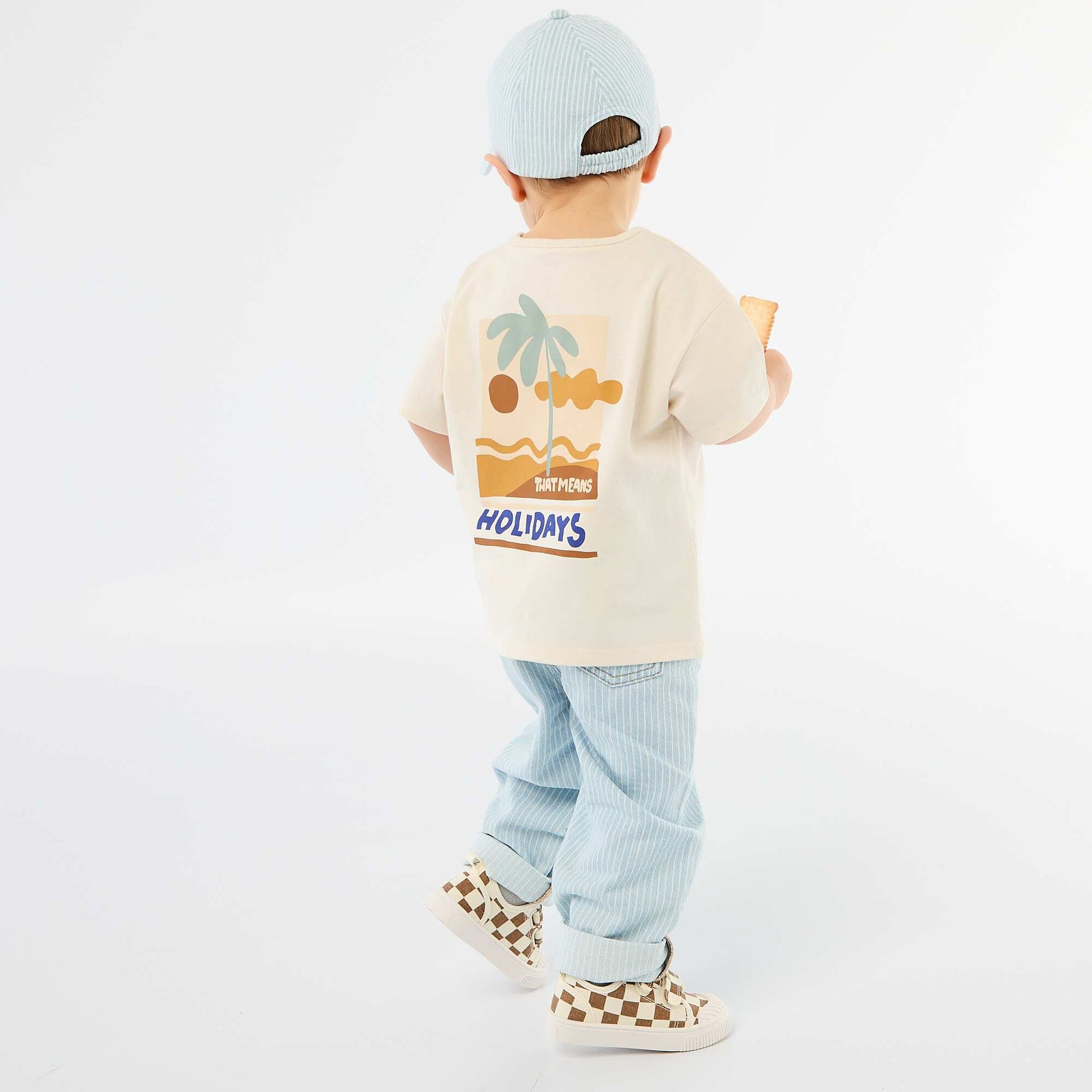 Tropical Print Short-Sleeve Cotton T-shirt WHITE