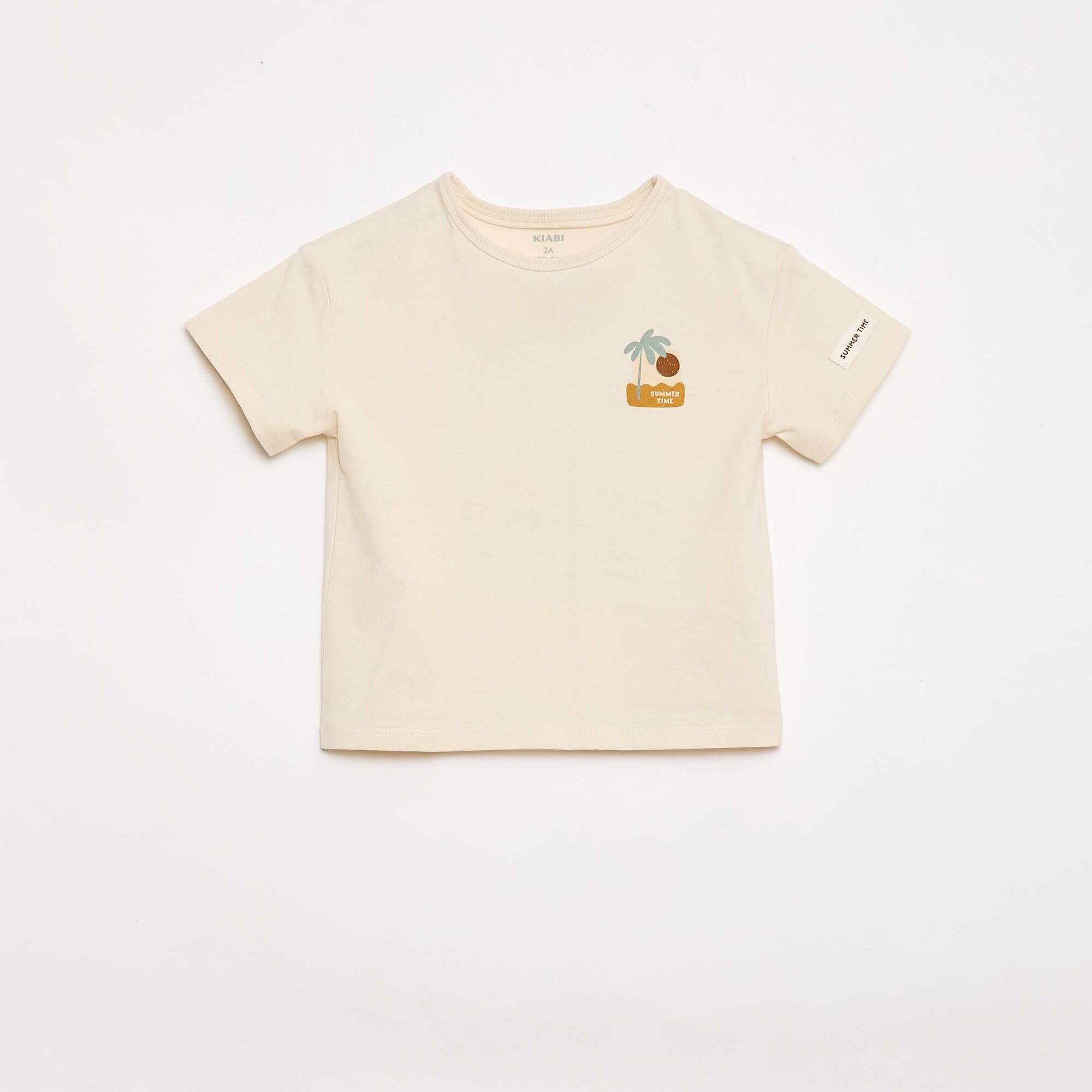 Tropical Print Short-Sleeve Cotton T-shirt WHITE