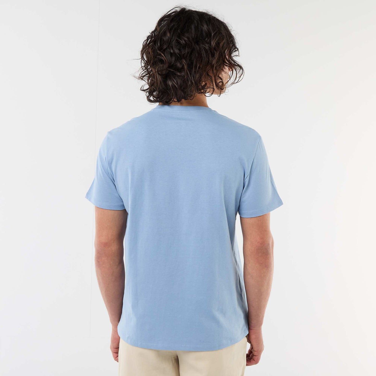 Printed Short-Sleeve T-Shirt with Front and Back Design BLUE