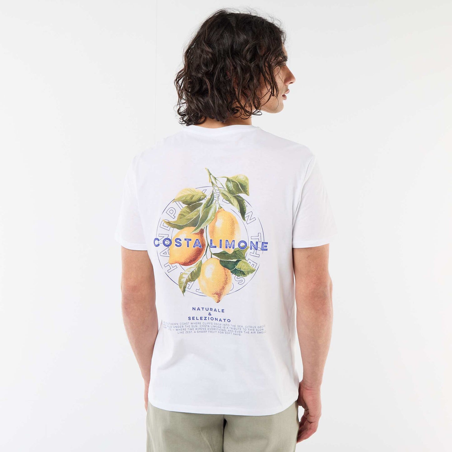 Printed Short-Sleeve T-Shirt with Front and Back Design WHITE
