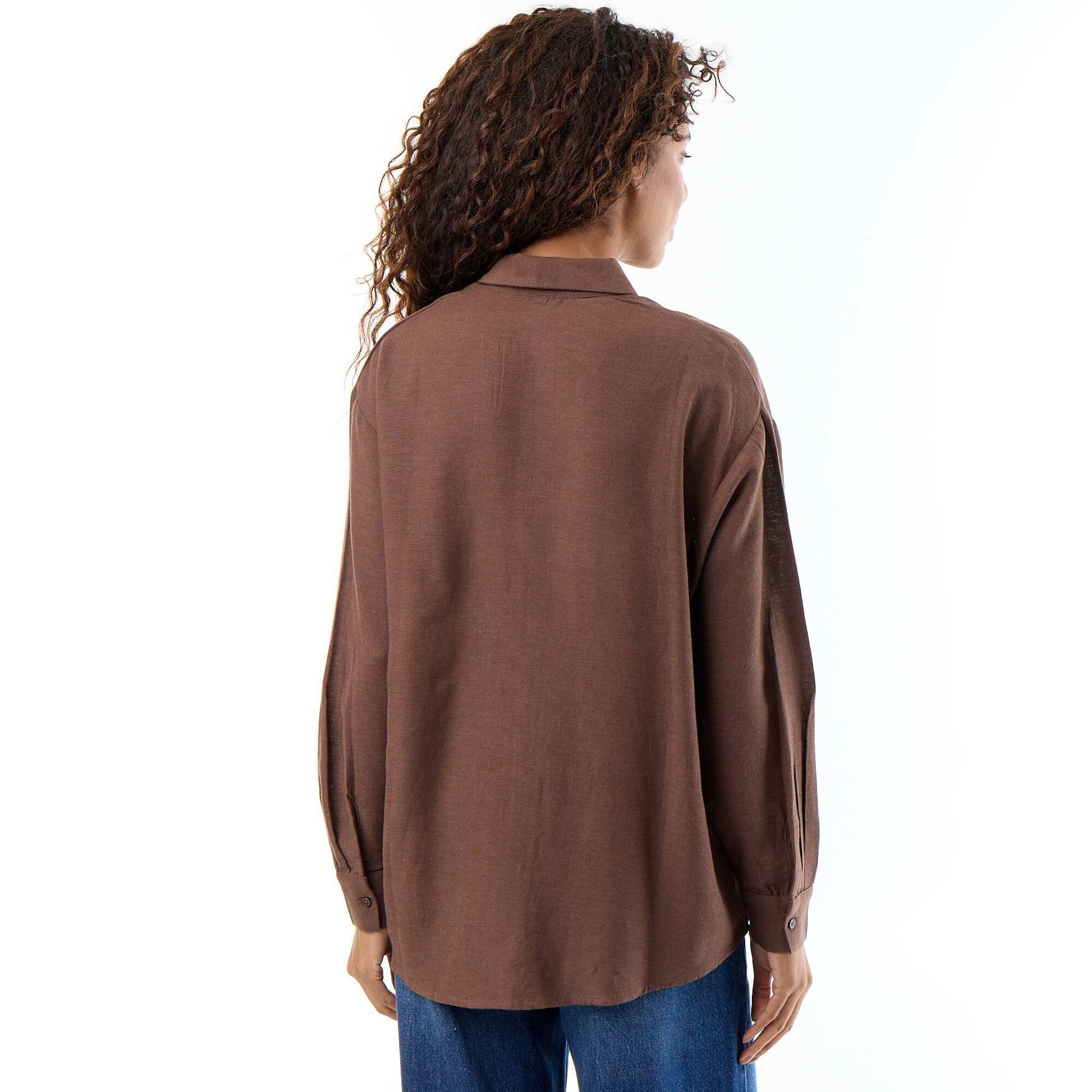 Blended Linen Shirt BROWN