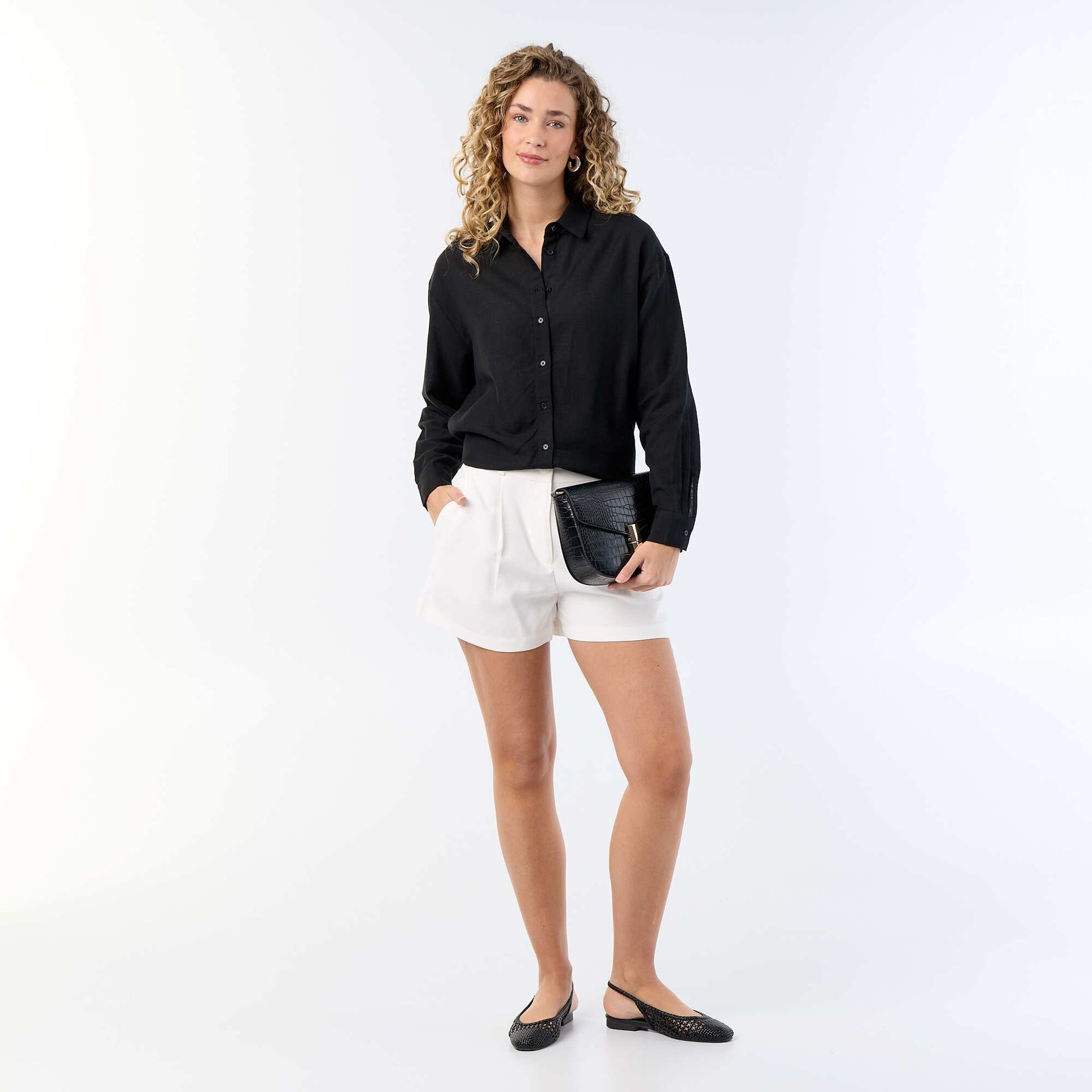 Blended Linen Shirt BLACK