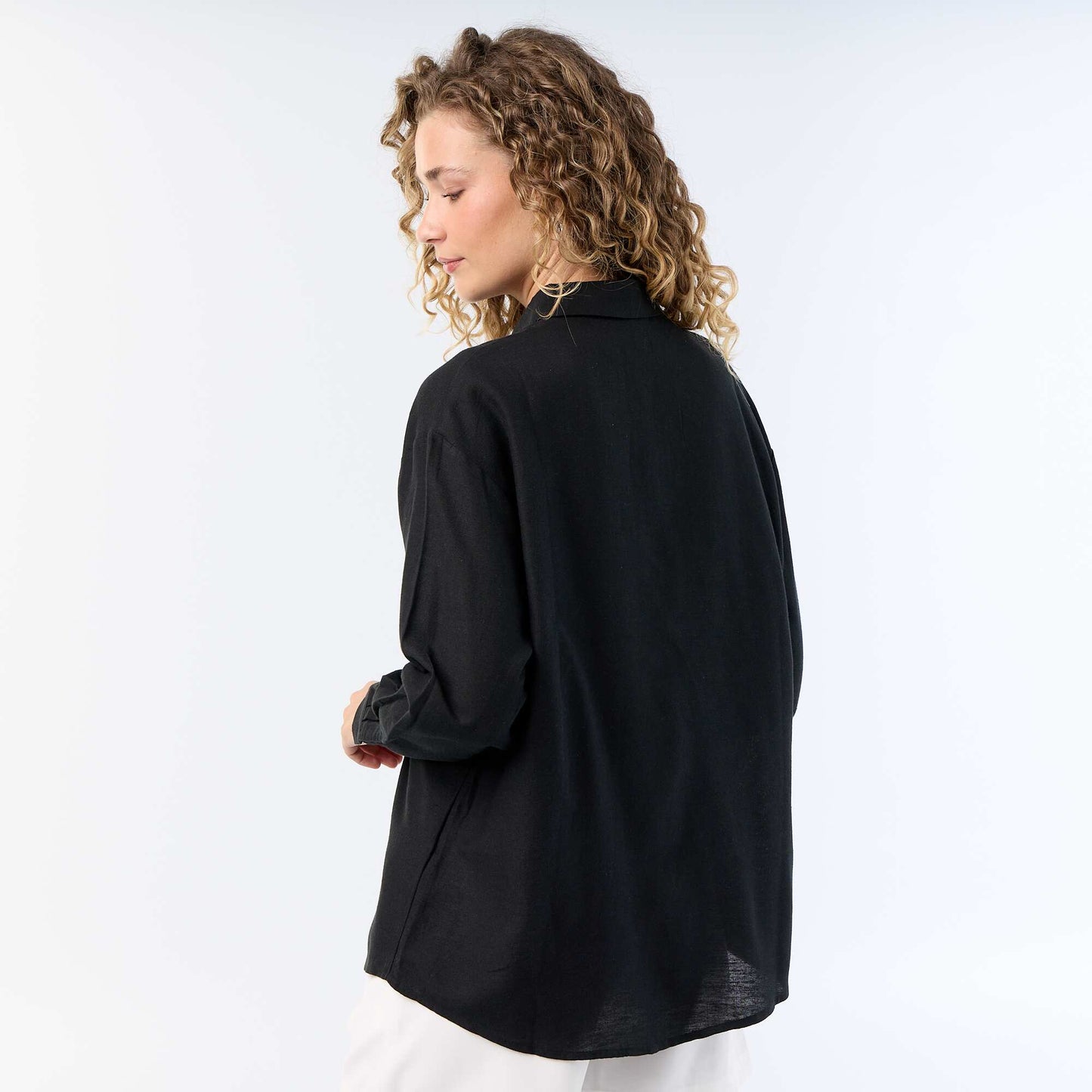 Blended Linen Shirt BLACK