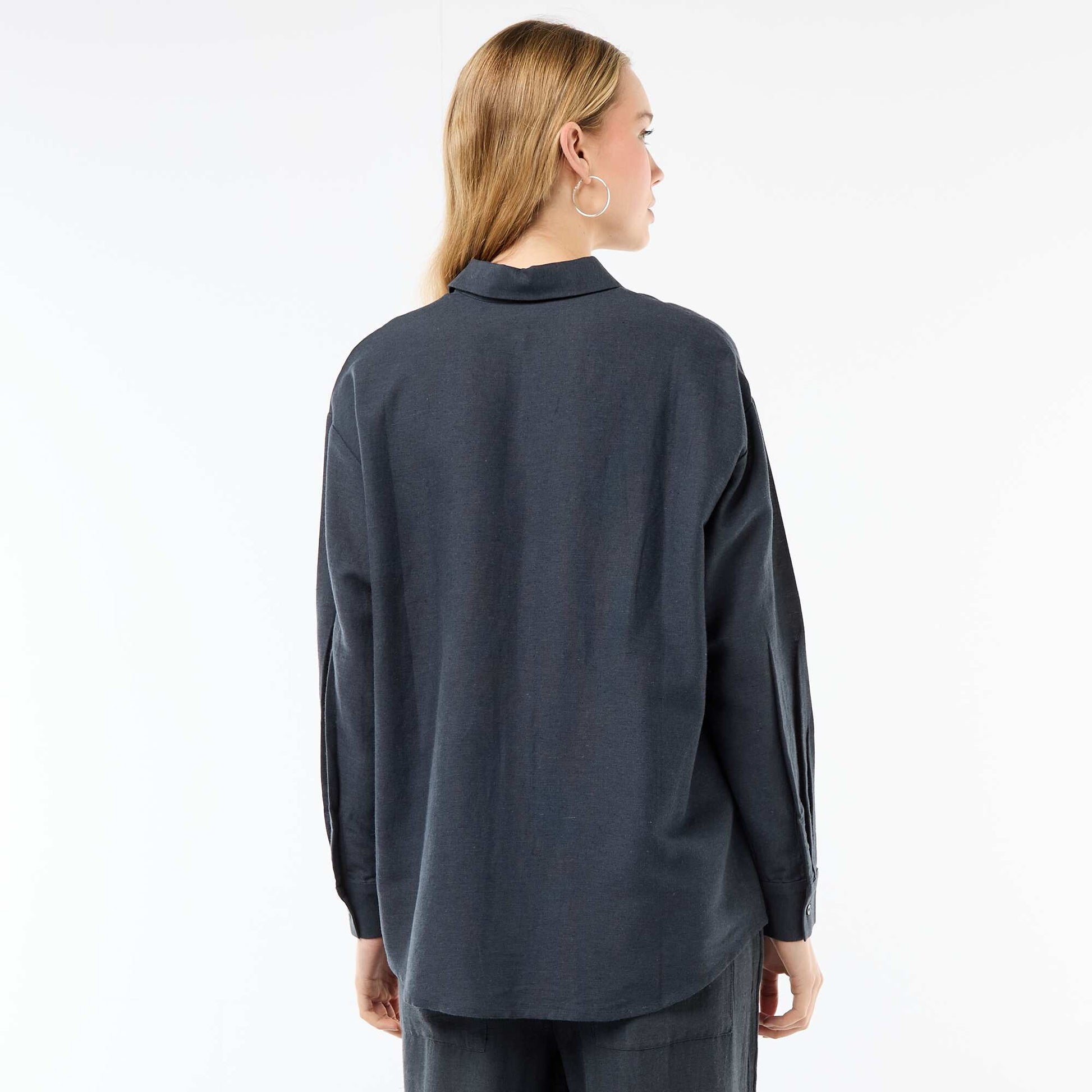 Blended Linen Shirt BLUE
