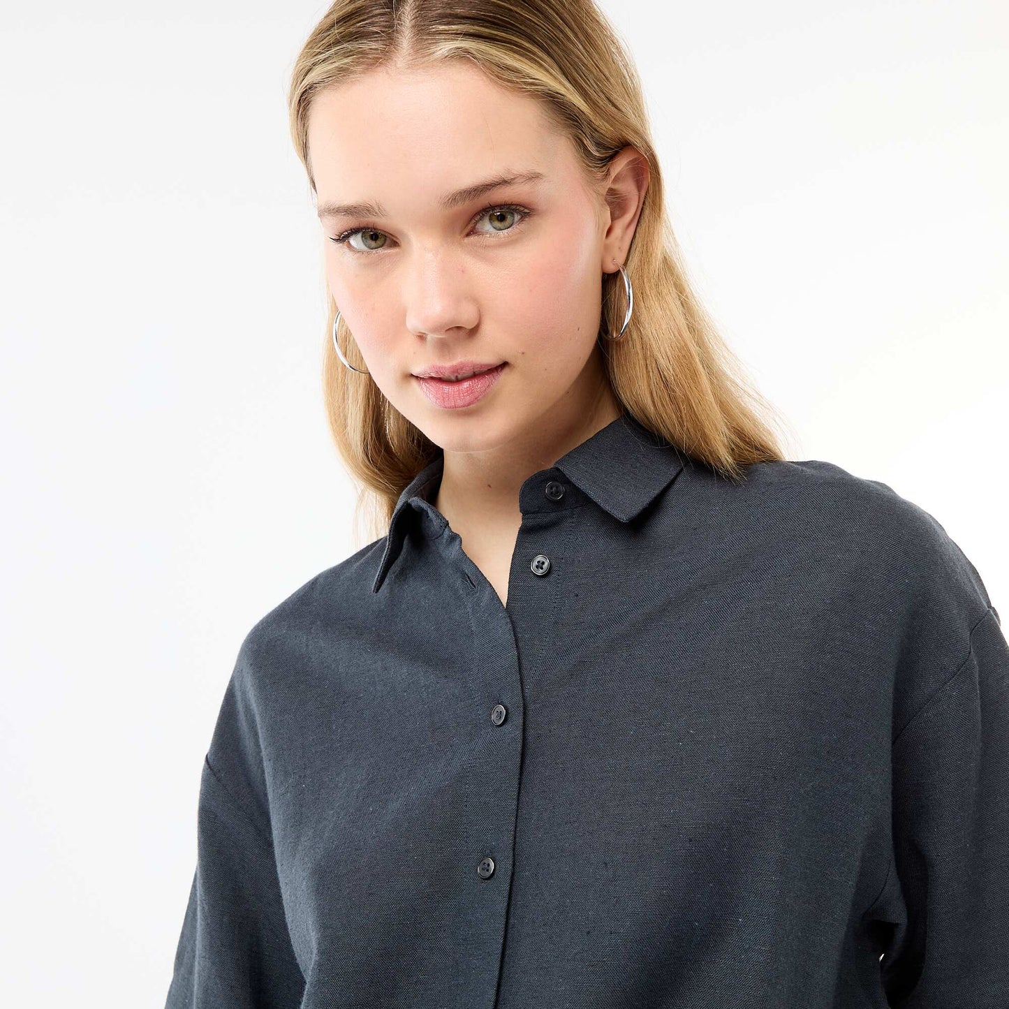 Blended Linen Shirt BLUE