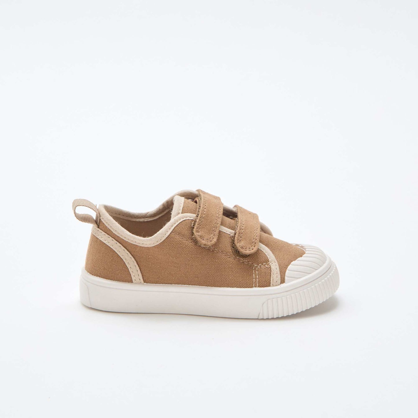 Canvas Trainers with Hook-and-Loop Straps BROWN