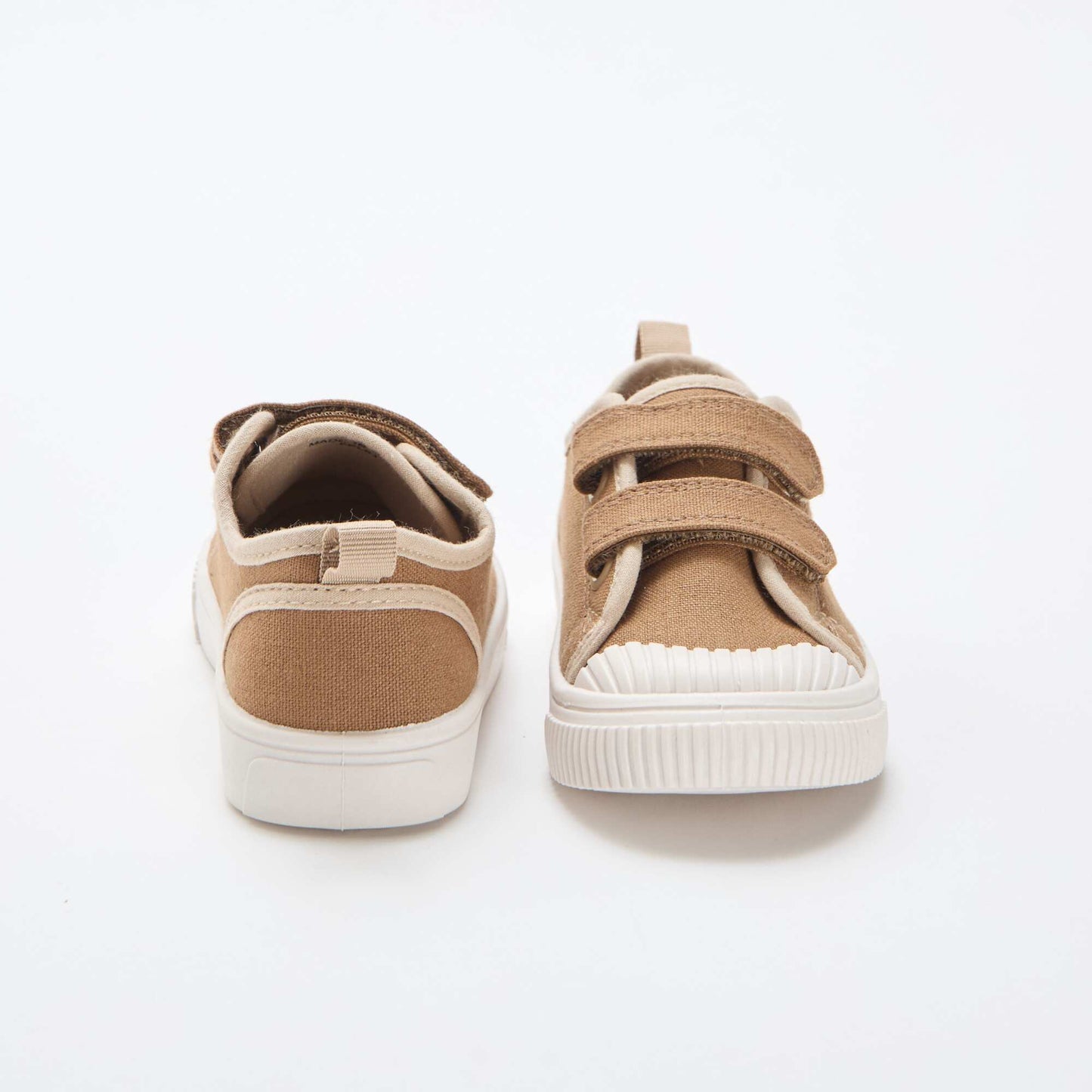 Canvas Trainers with Hook-and-Loop Straps BROWN