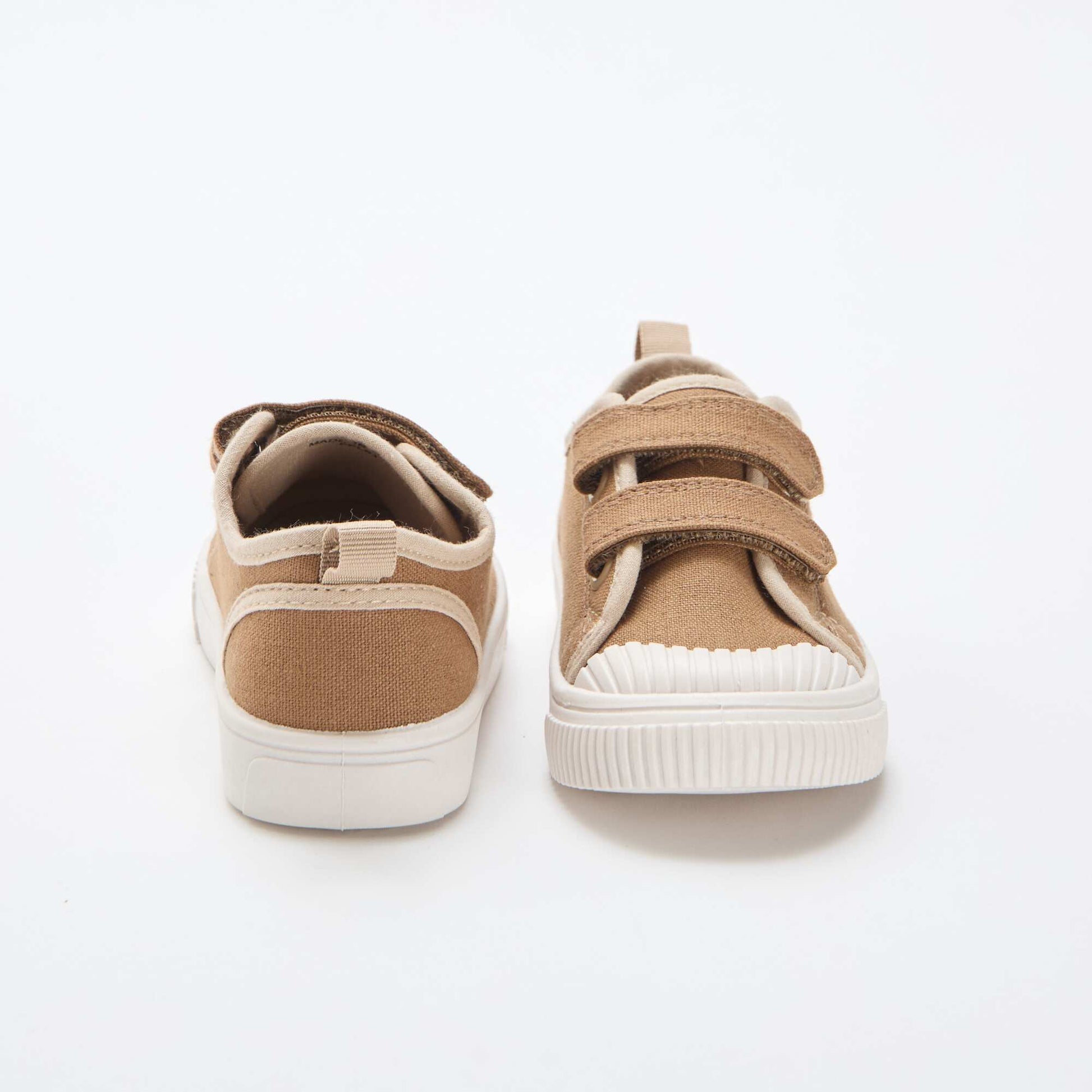 Canvas Trainers with Hook-and-Loop Straps BROWN