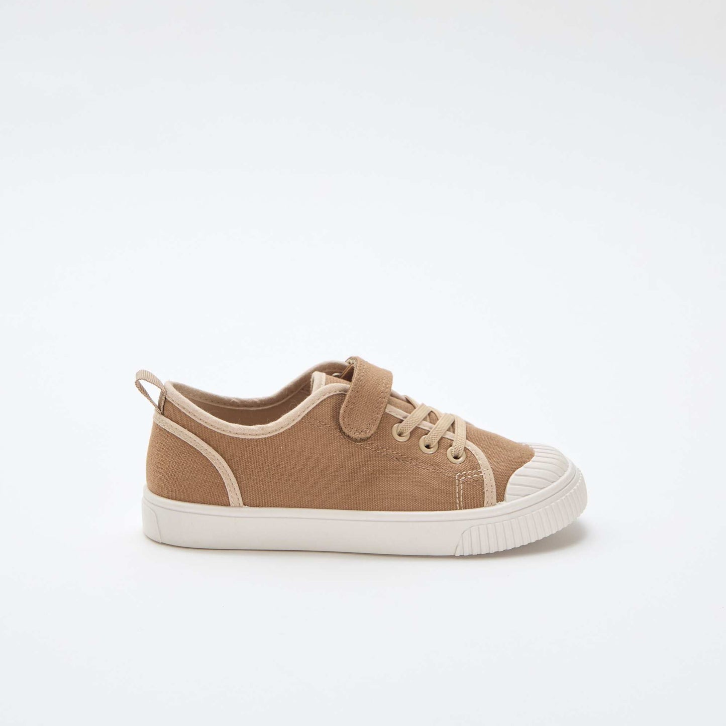 Canvas trainers with hook-and-loop straps BROWN