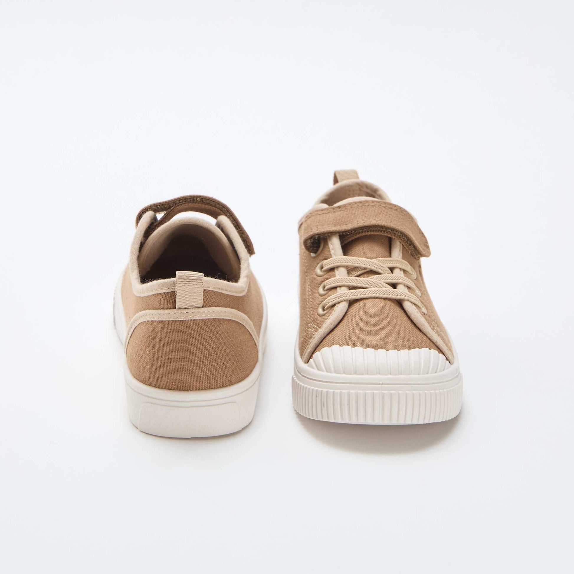 Canvas trainers with hook-and-loop straps BROWN
