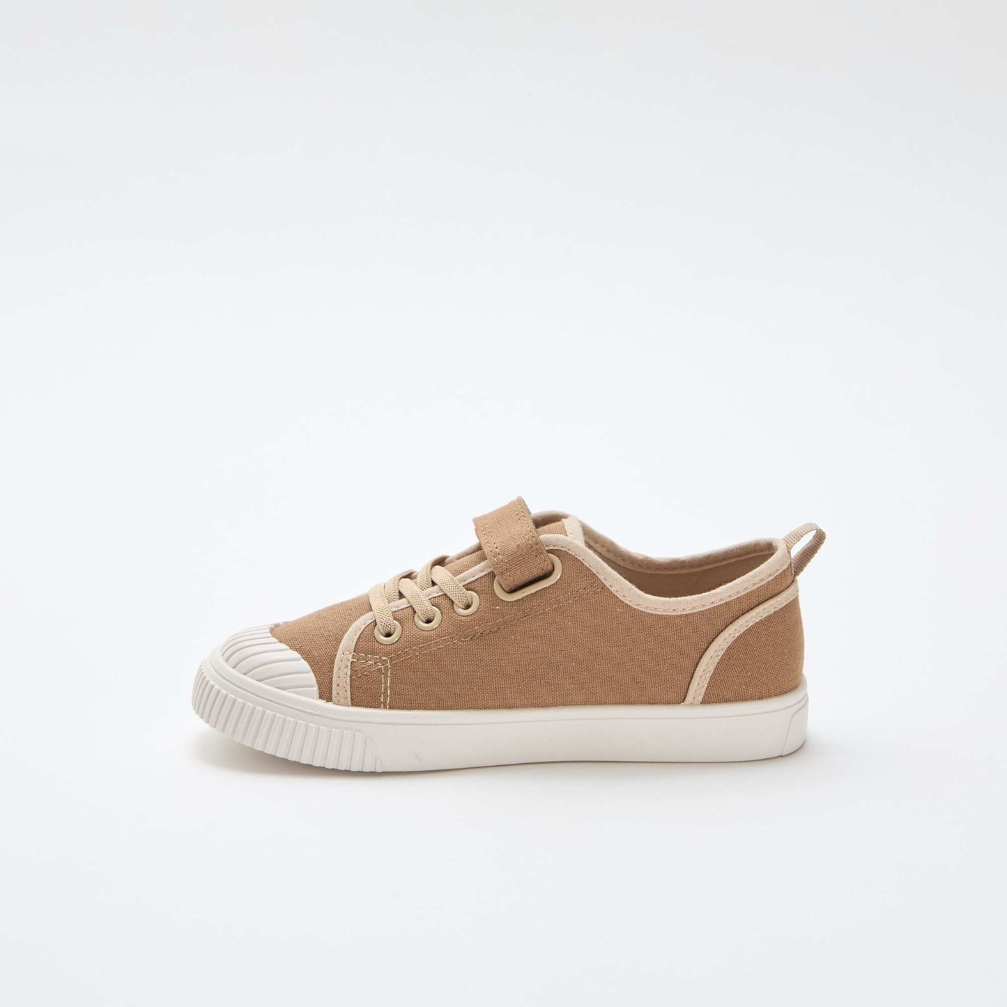 Canvas trainers with hook-and-loop straps BROWN