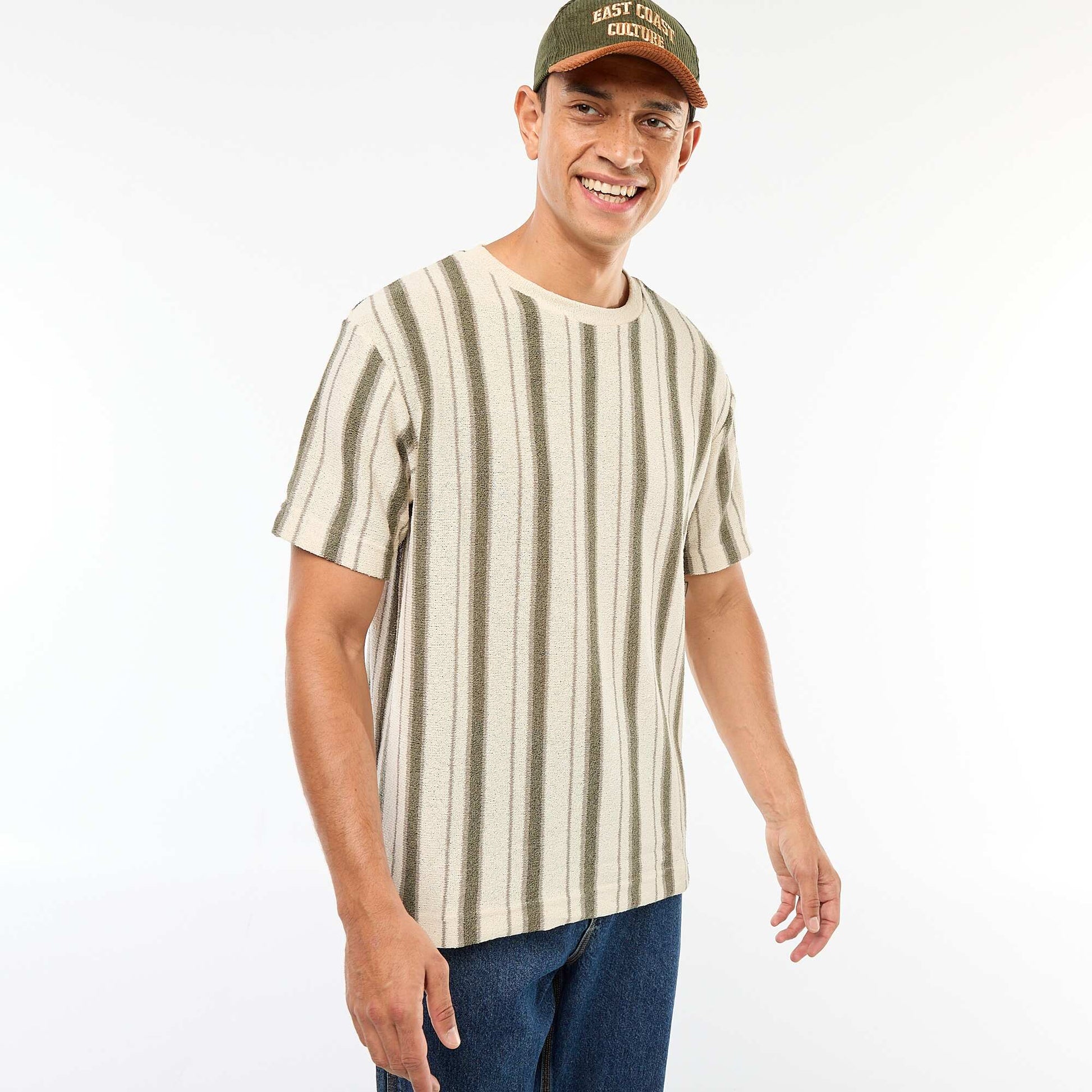 Short-Sleeved Knit T-Shirt BEIGE