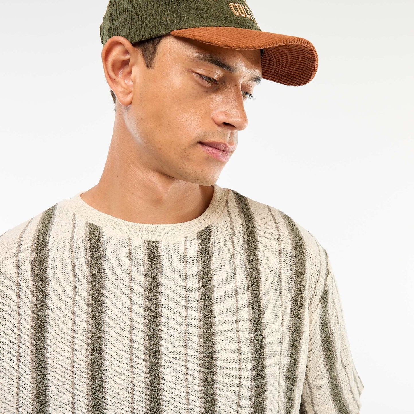 Short-Sleeved Knit T-Shirt BEIGE