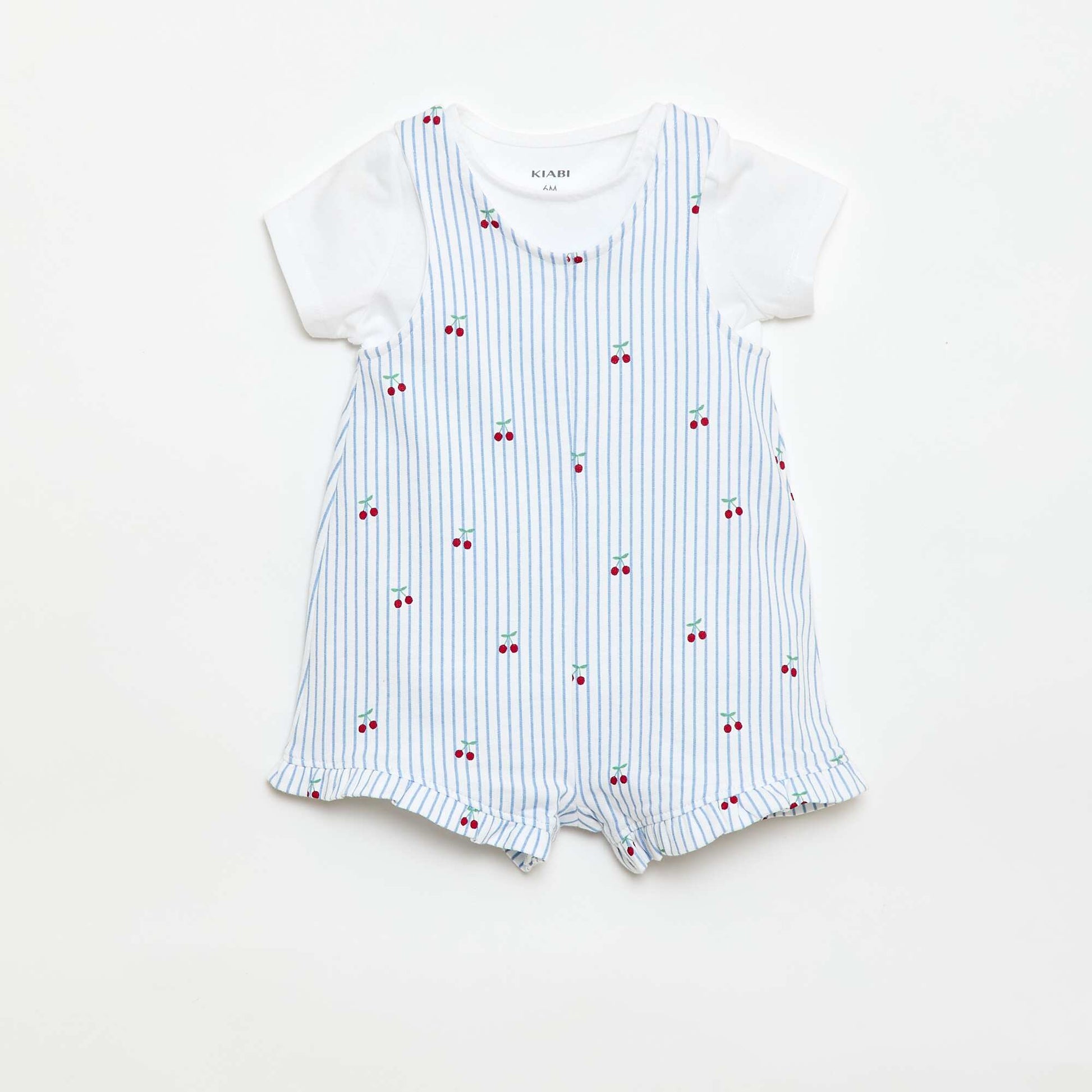 2-Piece T-shirt + Playsuit Set WHITE